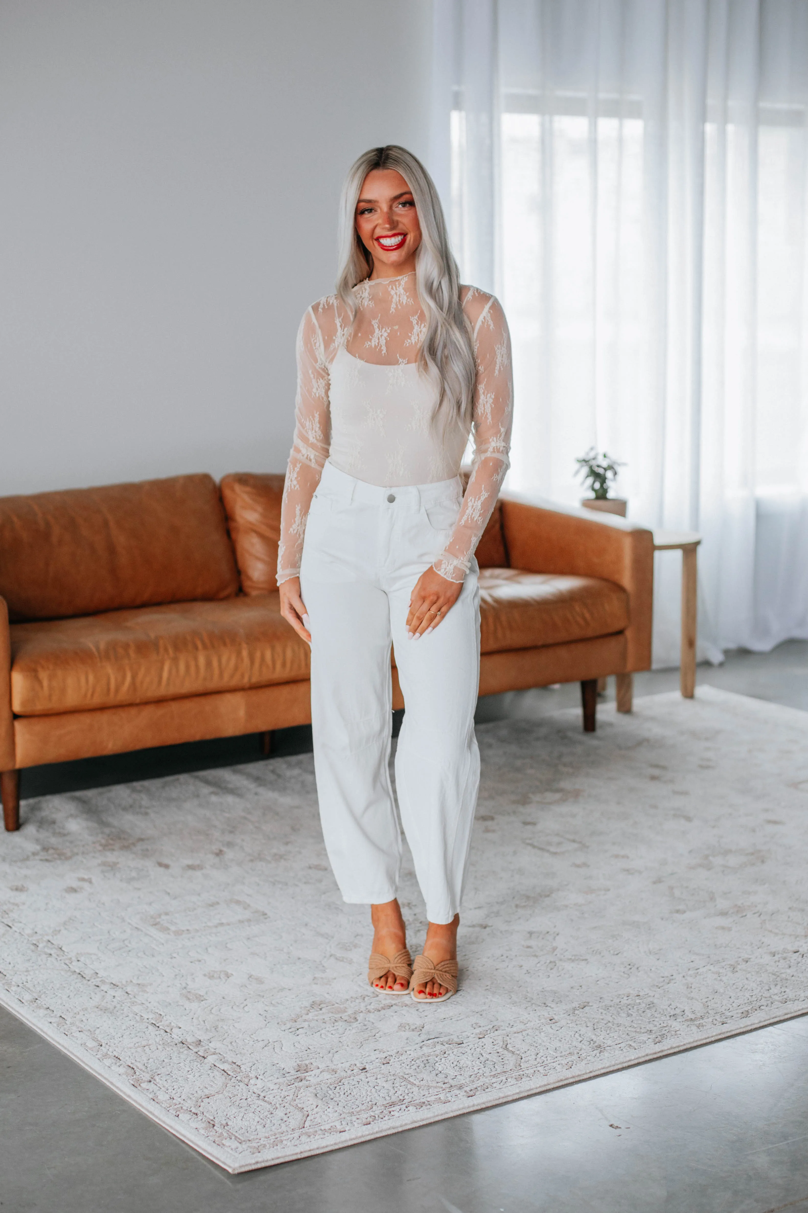 Landen Barrel Pants - Cream sold by Wild Oak Boutique product image thumbnail 3