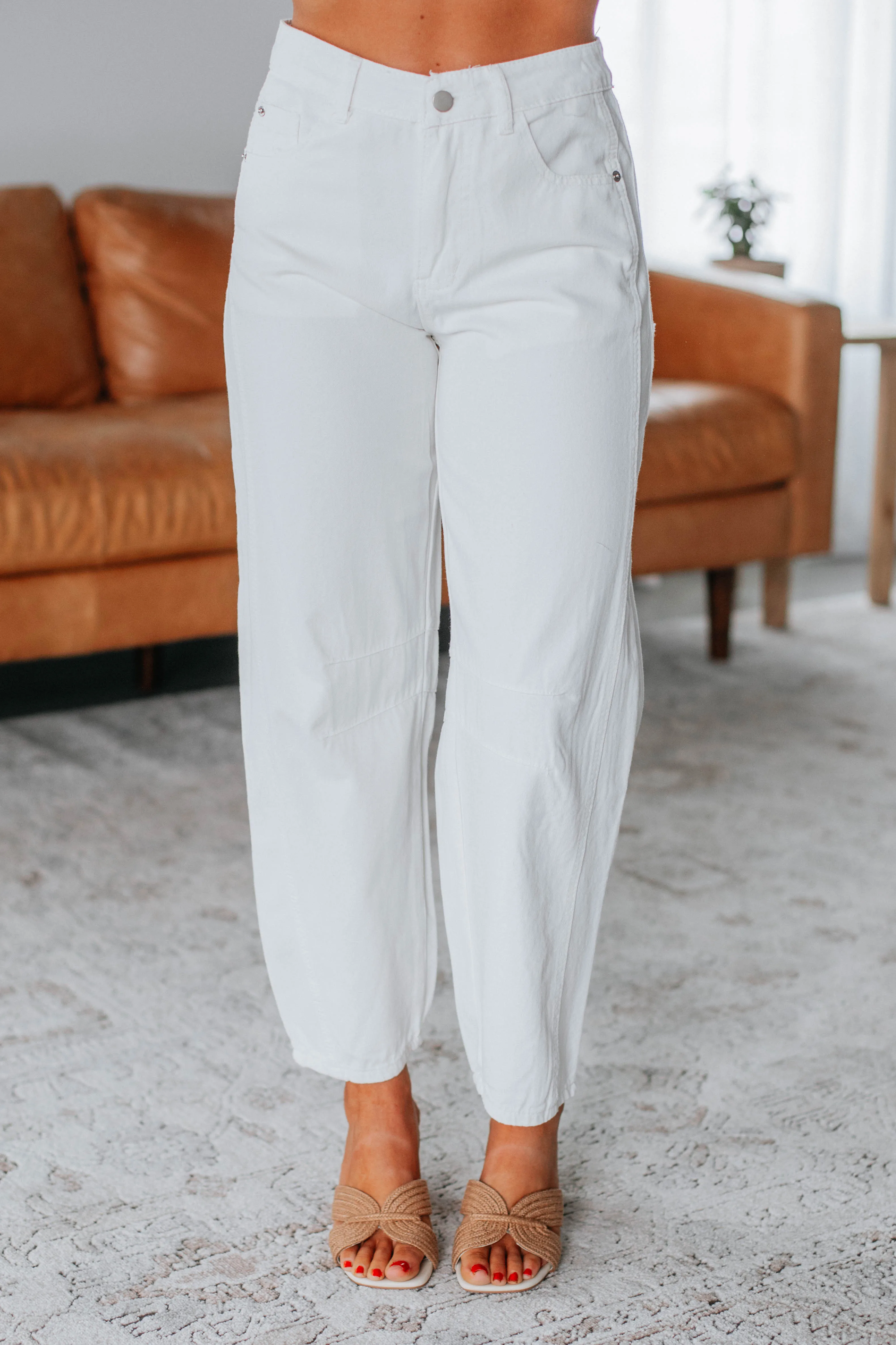 Landen Barrel Pants - Cream sold by Wild Oak Boutique product image thumbnail 2