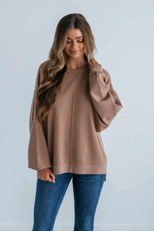 Nikita Oversized Crewneck - Toffee sold by Wild Oak Boutique