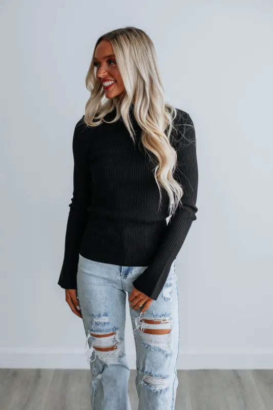 Tyra Ribbed Top - Black made by By Together