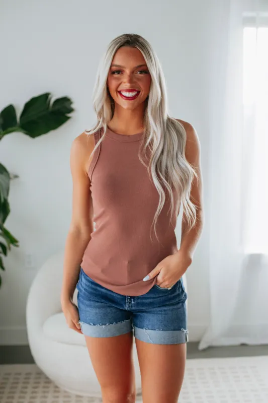 Dixon Ribbed Tank - Burlwood made by Wishlist