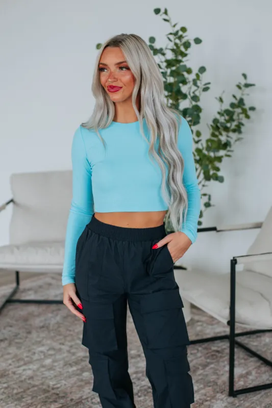 Mazure Ribbed Top - Sky Blue sold by Wild Oak Boutique