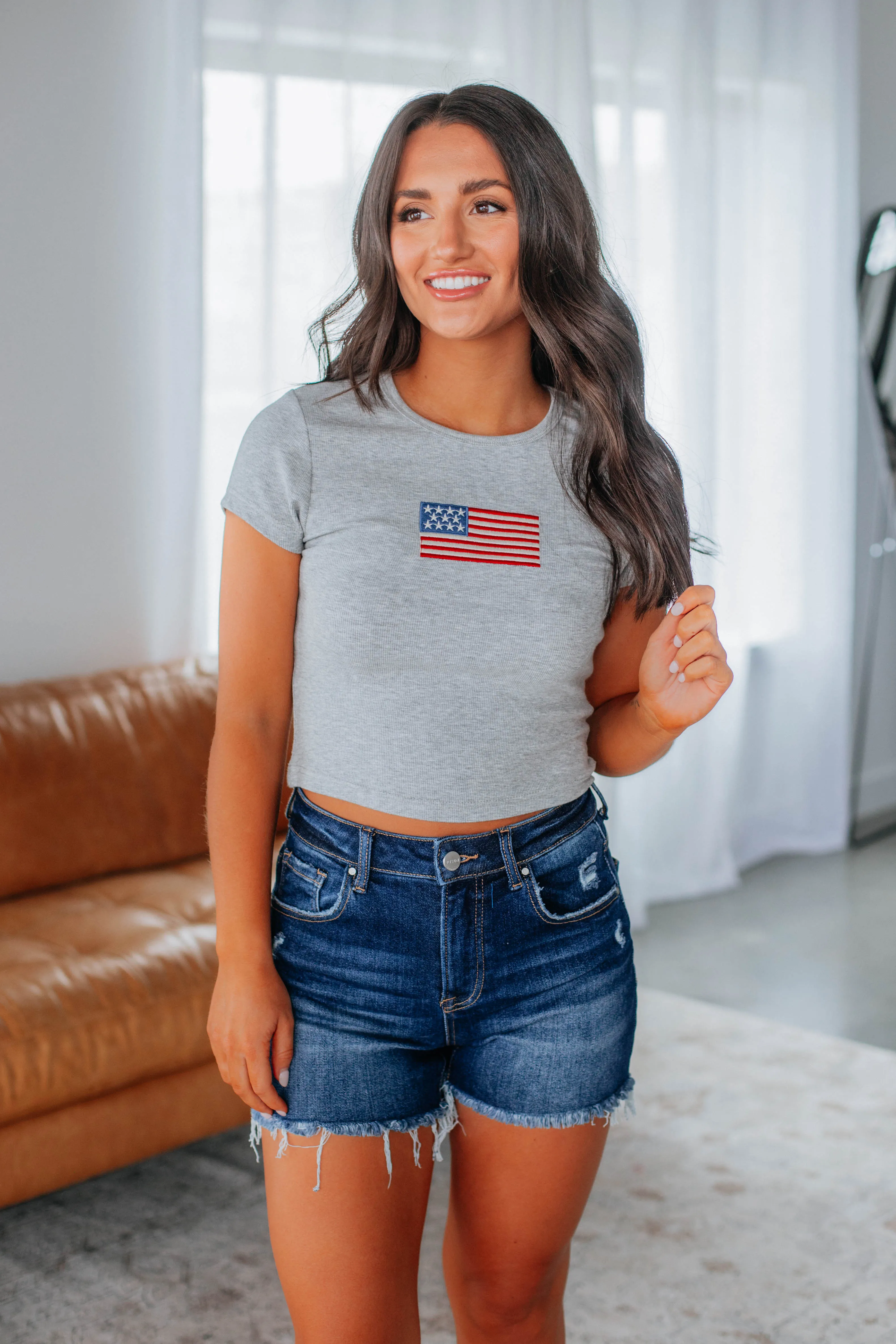 Little Miss Independent Tee - Heather Grey sold by Wild Oak Boutique