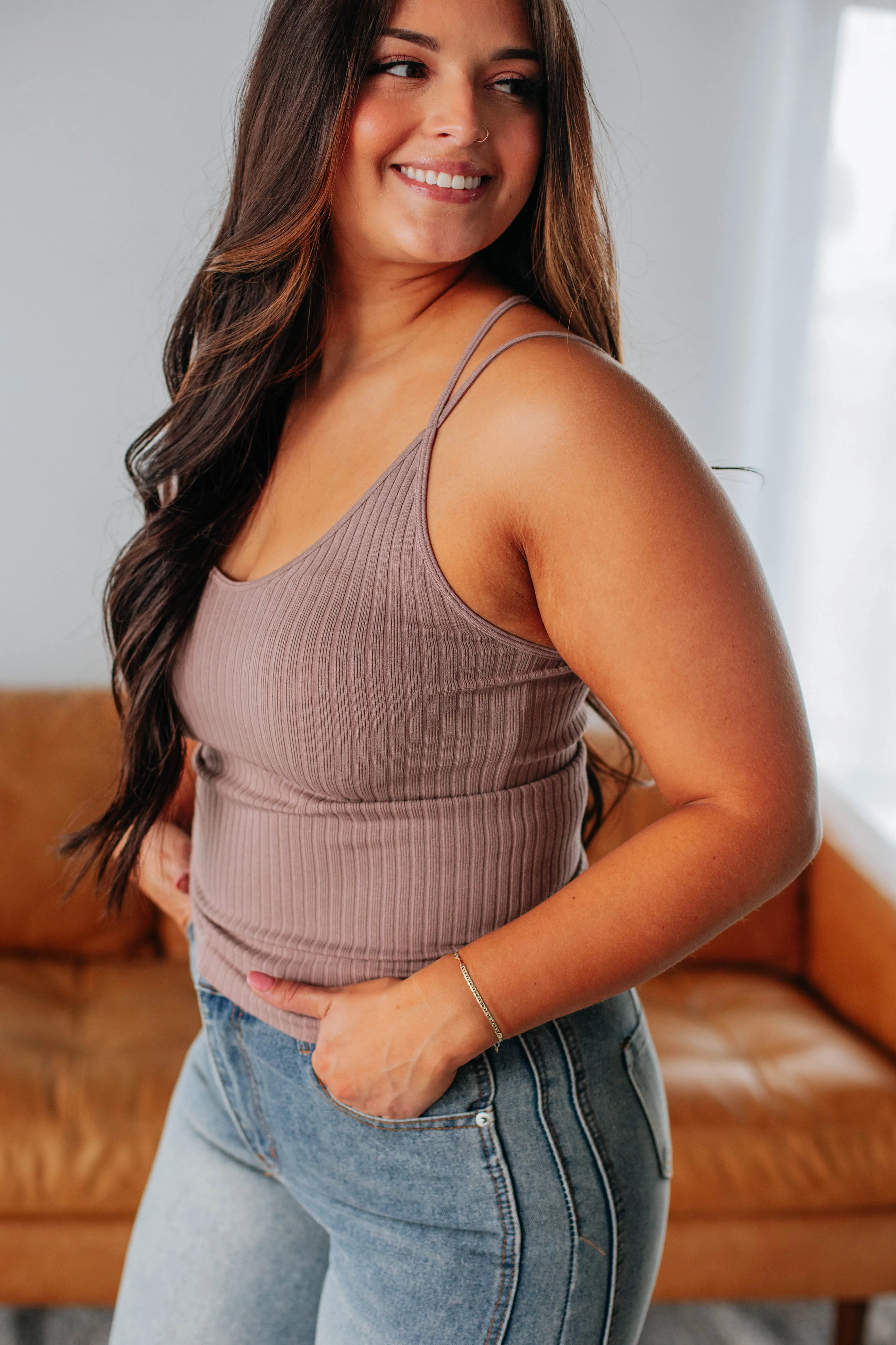 Fine Line Tank - Latte sold by Wild Oak Boutique product image thumbnail 2