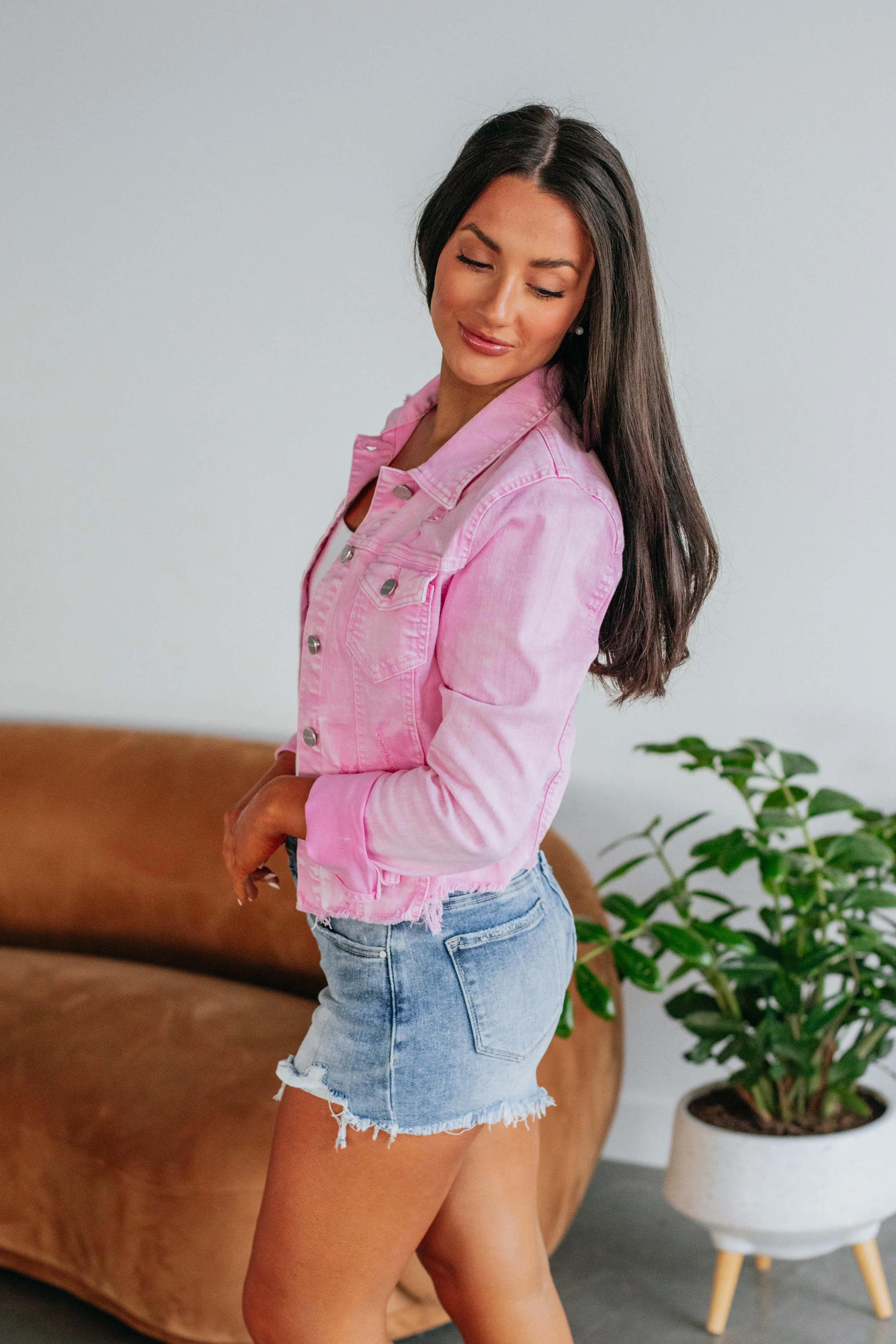 Gemma Risen Denim Jacket - Acid Pink sold by Wild Oak Boutique product image thumbnail 2