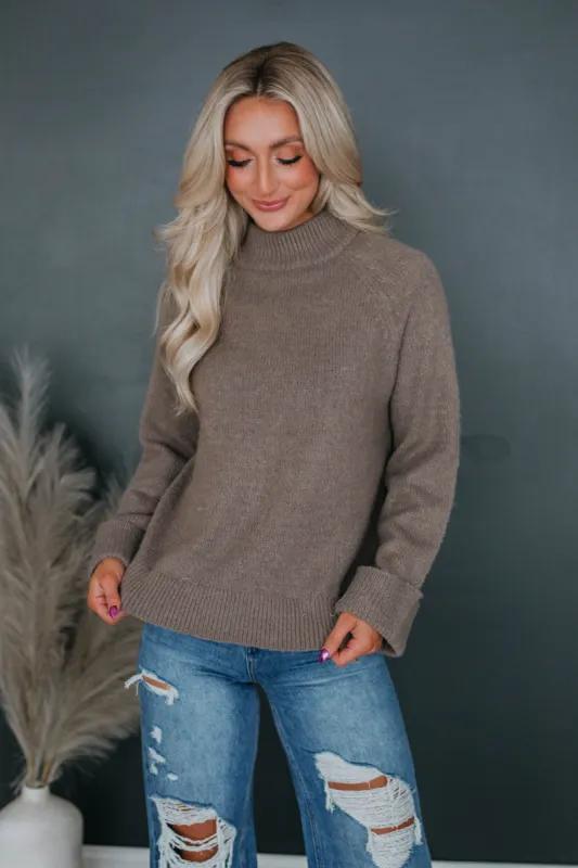Samson Mock Neck Sweater - Mocha sold by Wild Oak Boutique