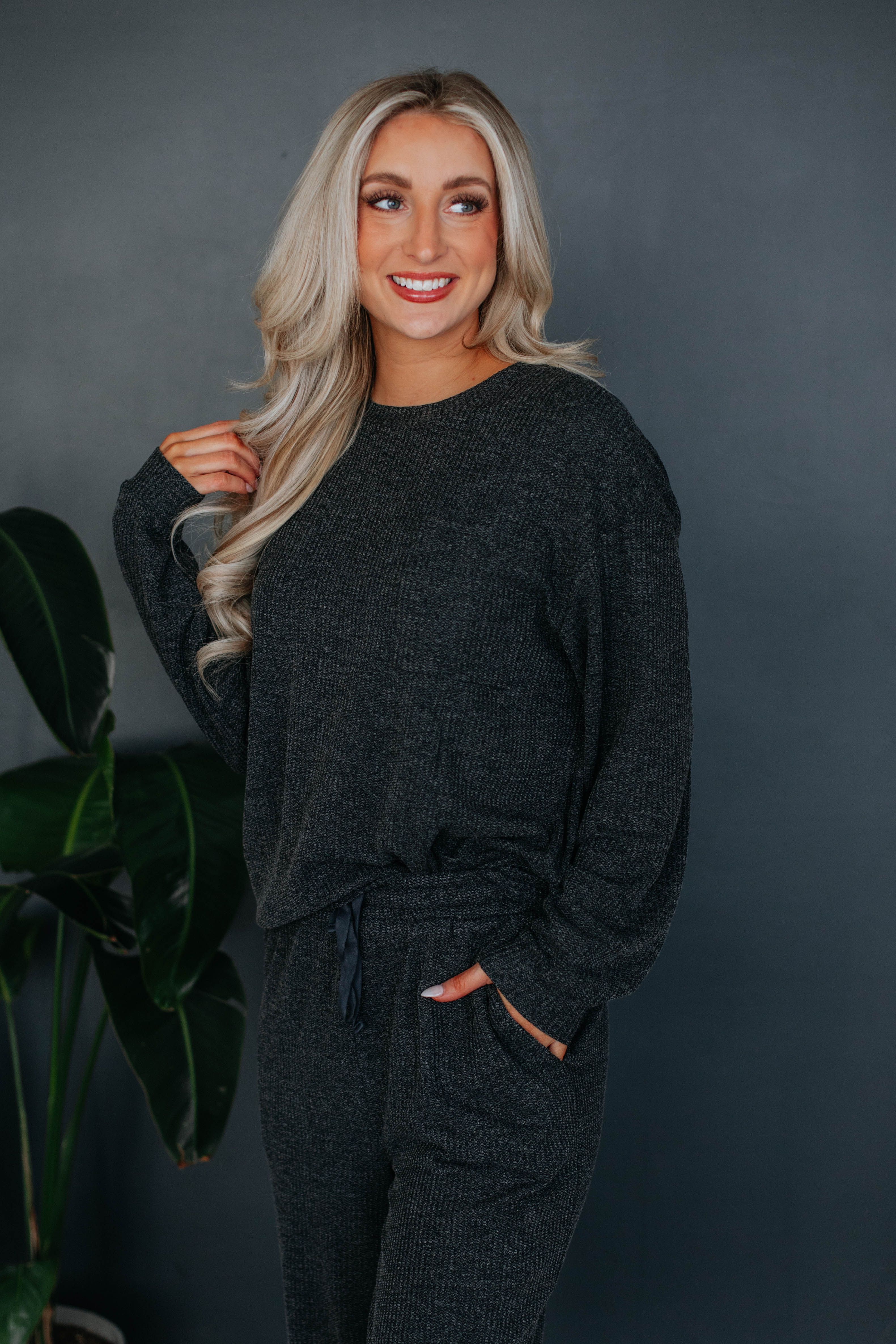 Jenner Two-Piece Set - Charcoal sold by Wild Oak Boutique product image thumbnail 2