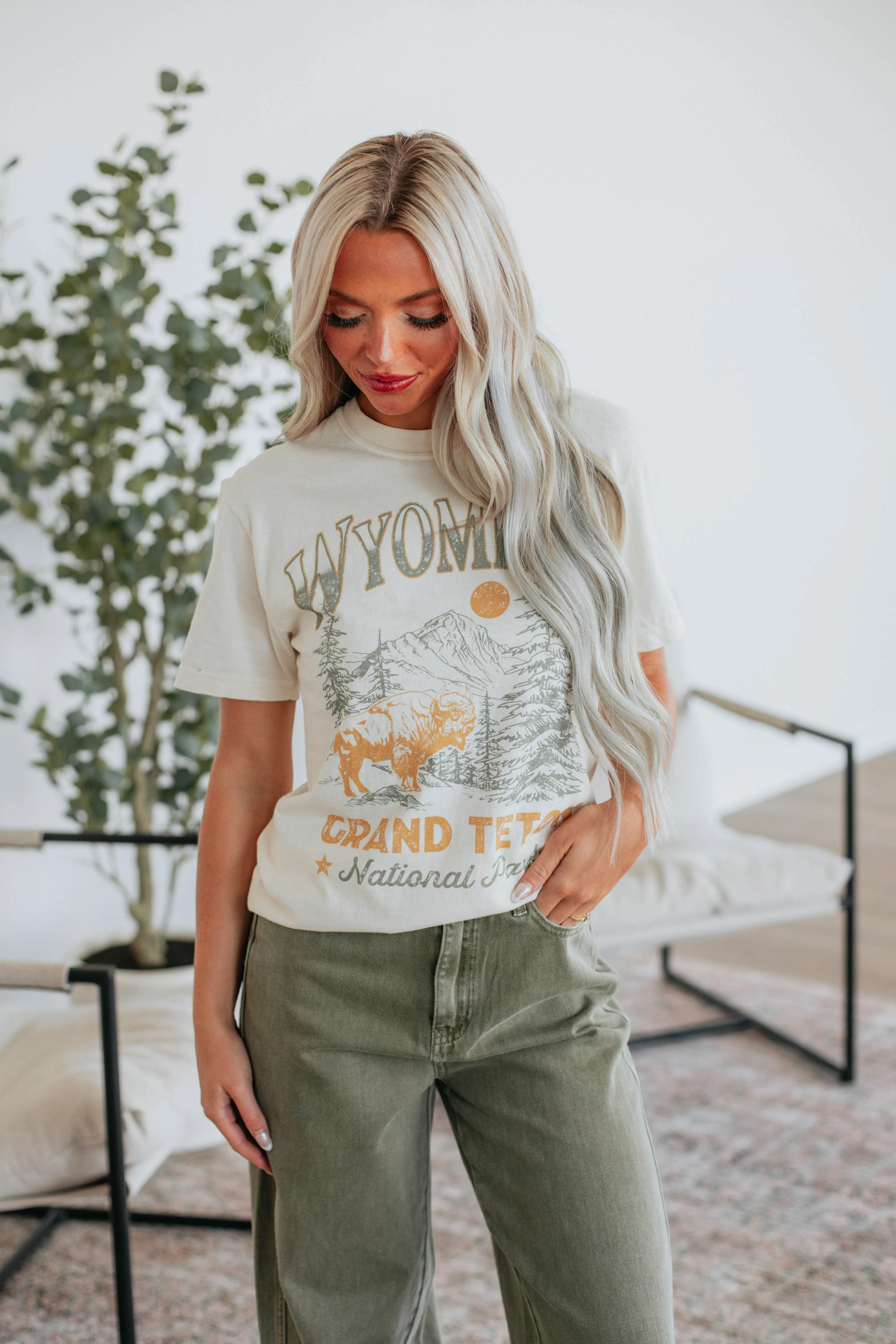 Wyoming Graphic Tee - Ivory sold by Wild Oak Boutique product image thumbnail 2