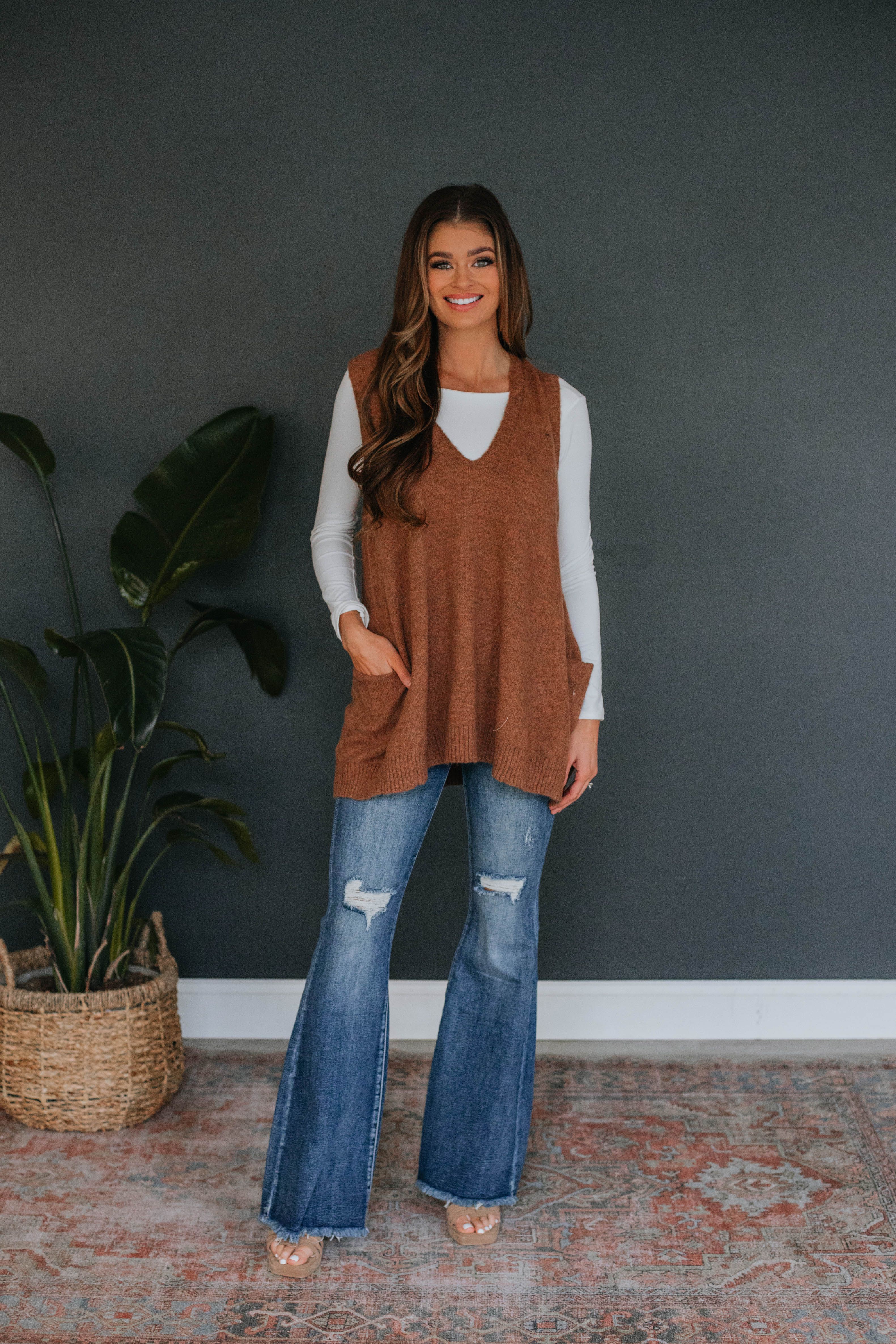 Landon Sweater Vest - Pecan sold by Wild Oak Boutique product image thumbnail 2