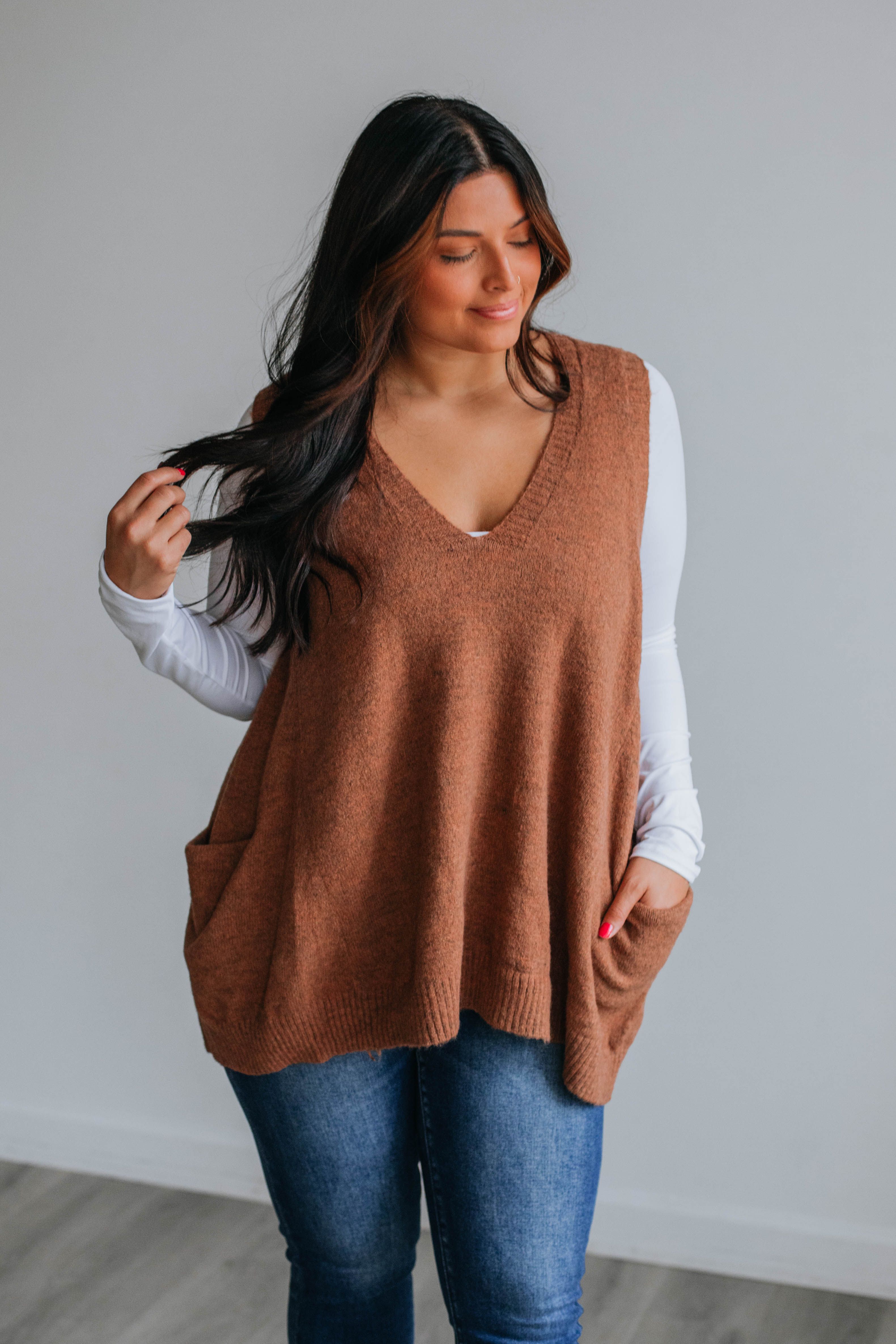 Landon Sweater Vest - Pecan sold by Wild Oak Boutique product image thumbnail 3