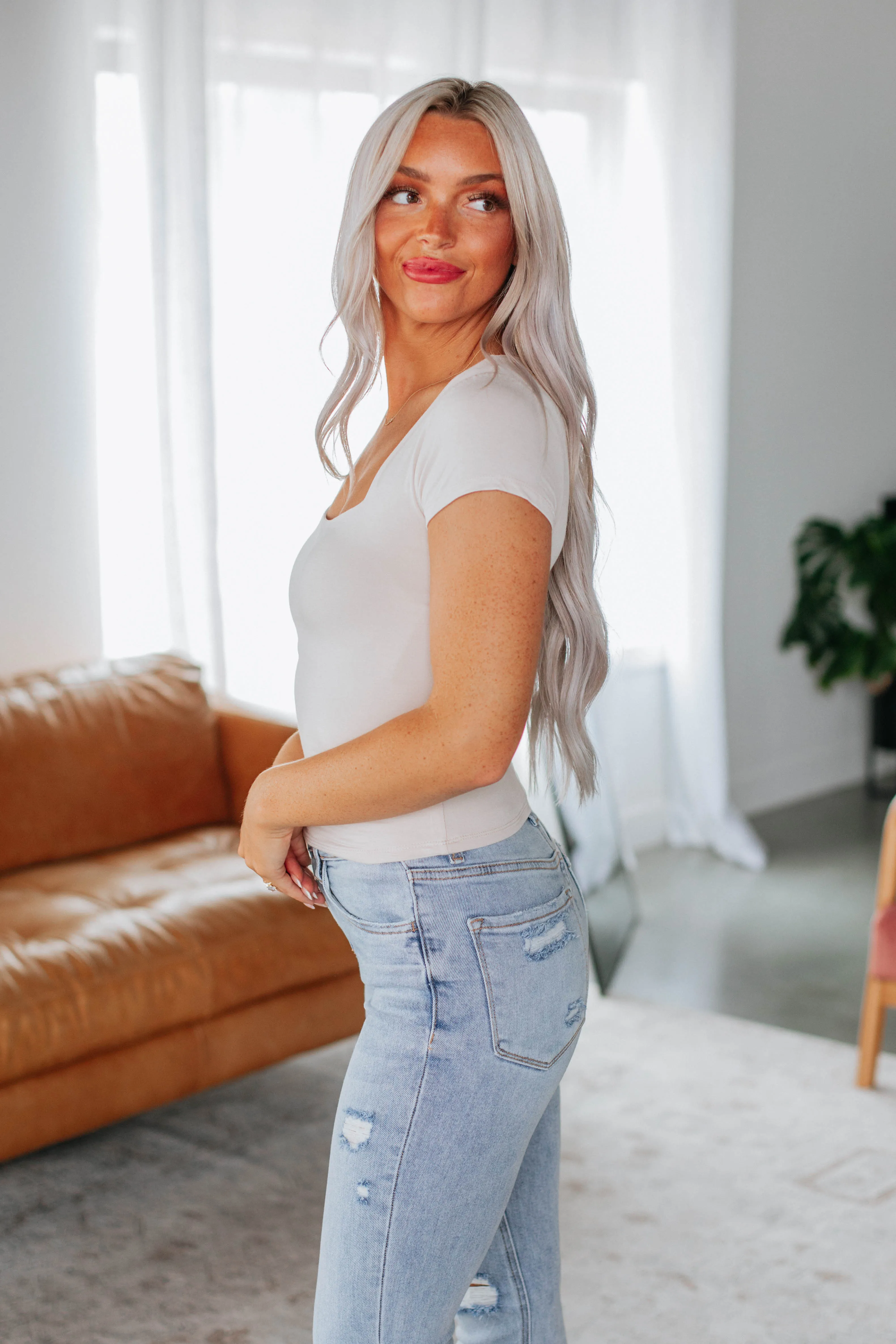 Jace Basic Top - Ecru sold by Wild Oak Boutique product image thumbnail 3