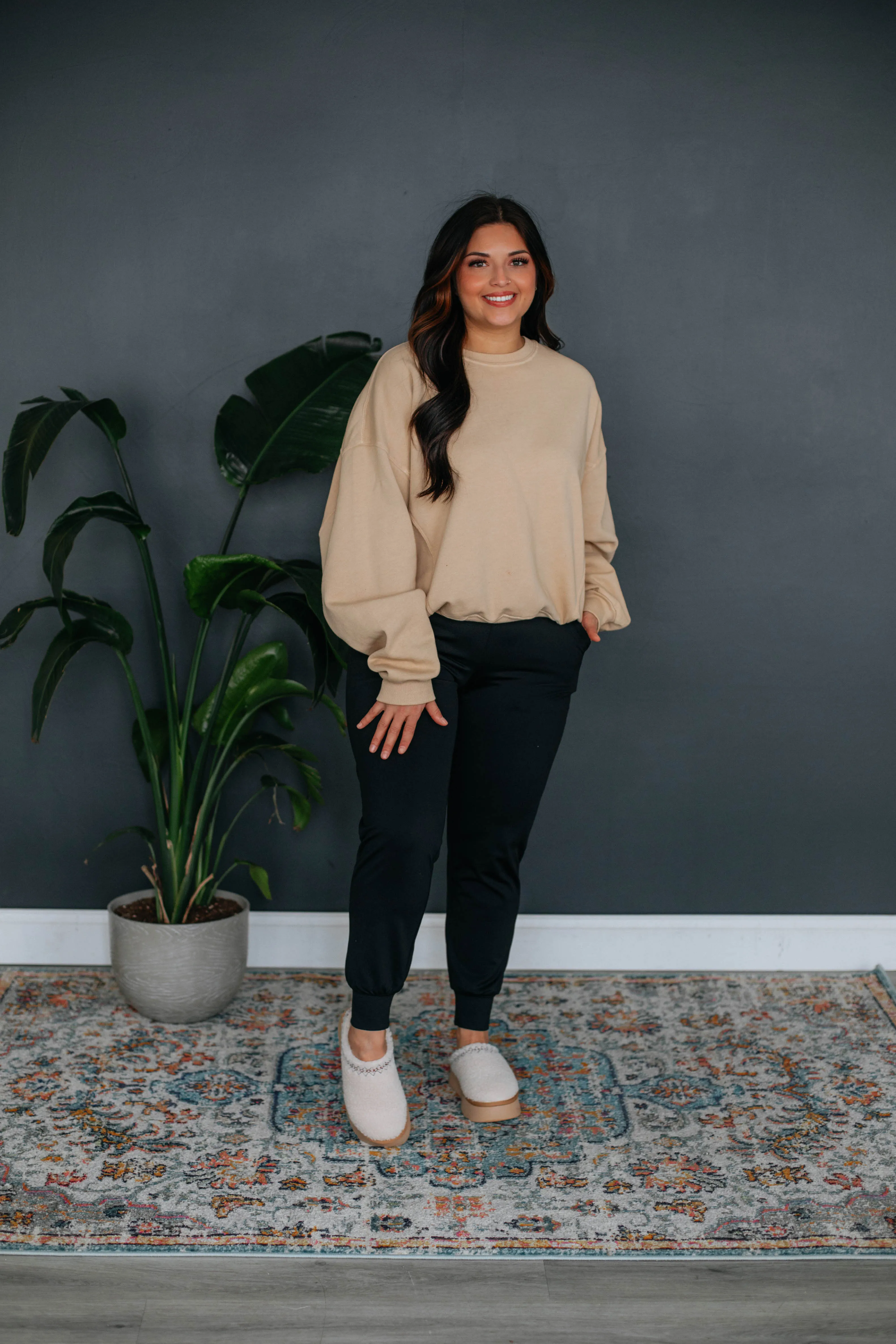 Corby Oversized Sweatshirt - Taupe sold by Wild Oak Boutique product image thumbnail 4