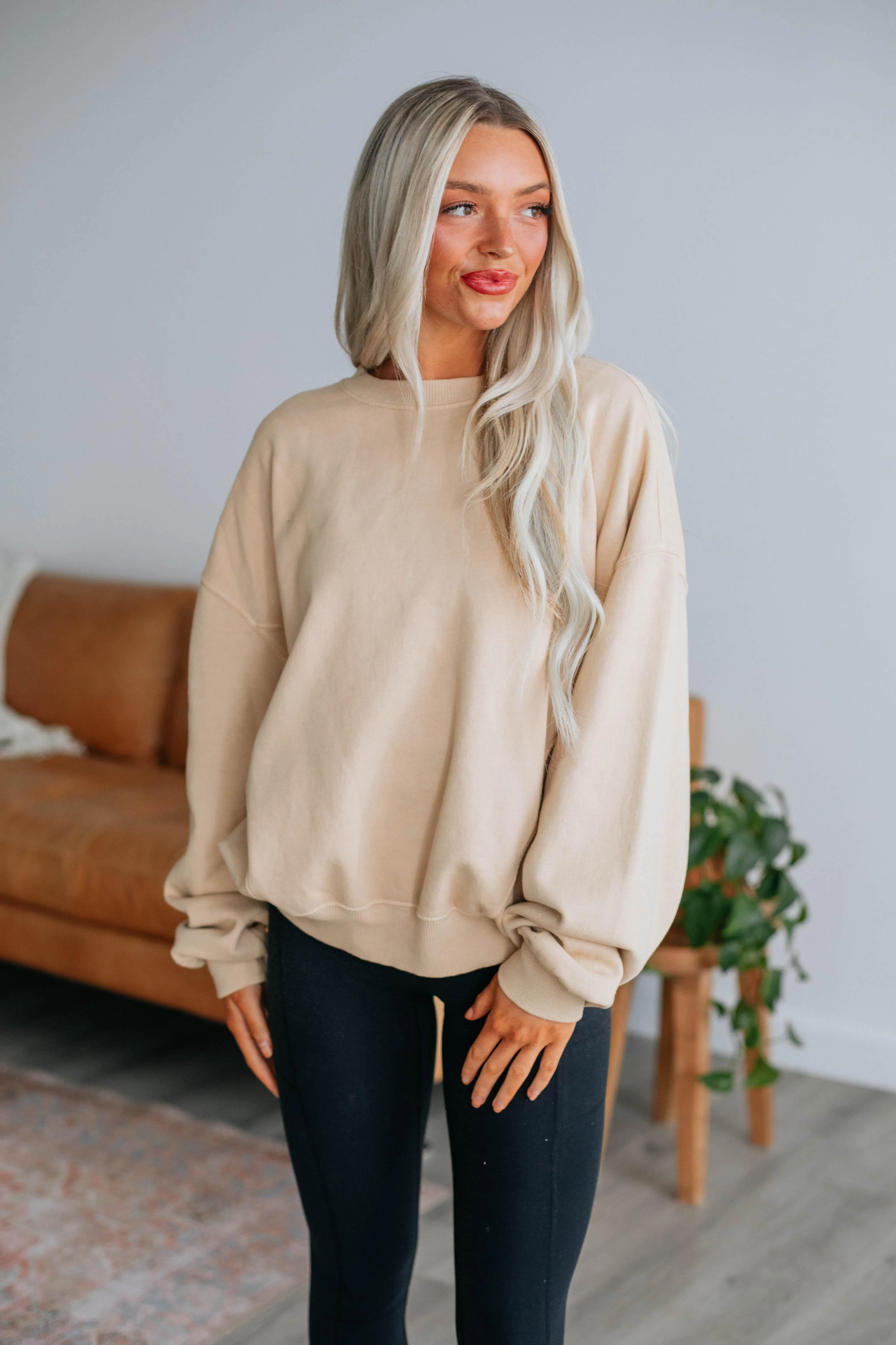 Corby Oversized Sweatshirt - Taupe sold by Wild Oak Boutique product image thumbnail 2