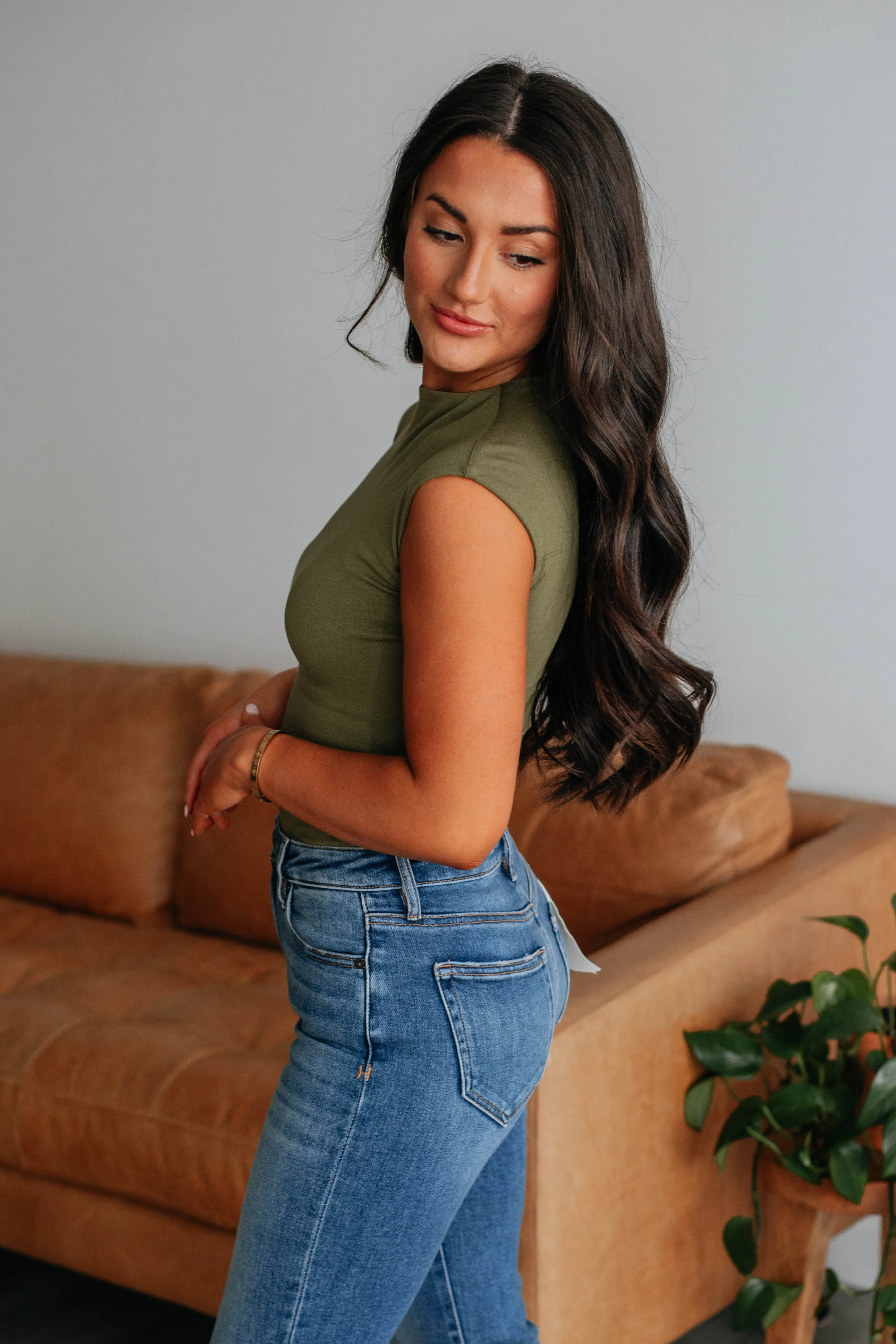 Val Ruched Bodysuit - Olive sold by Wild Oak Boutique product image thumbnail 4