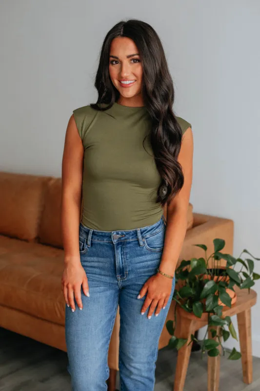 Val Ruched Bodysuit - Olive sold by Wild Oak Boutique