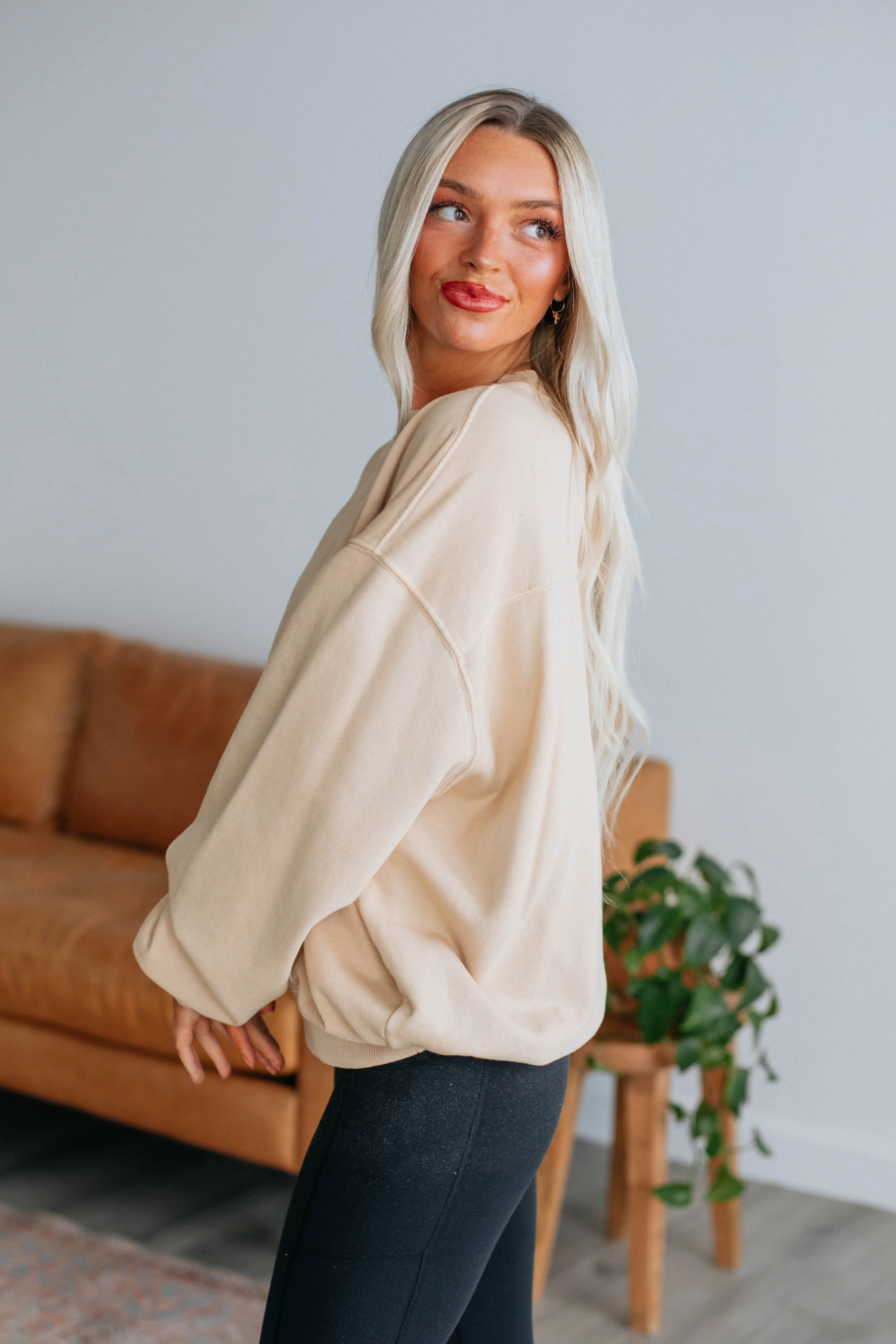 Corby Oversized Sweatshirt - Taupe sold by Wild Oak Boutique product image thumbnail 5