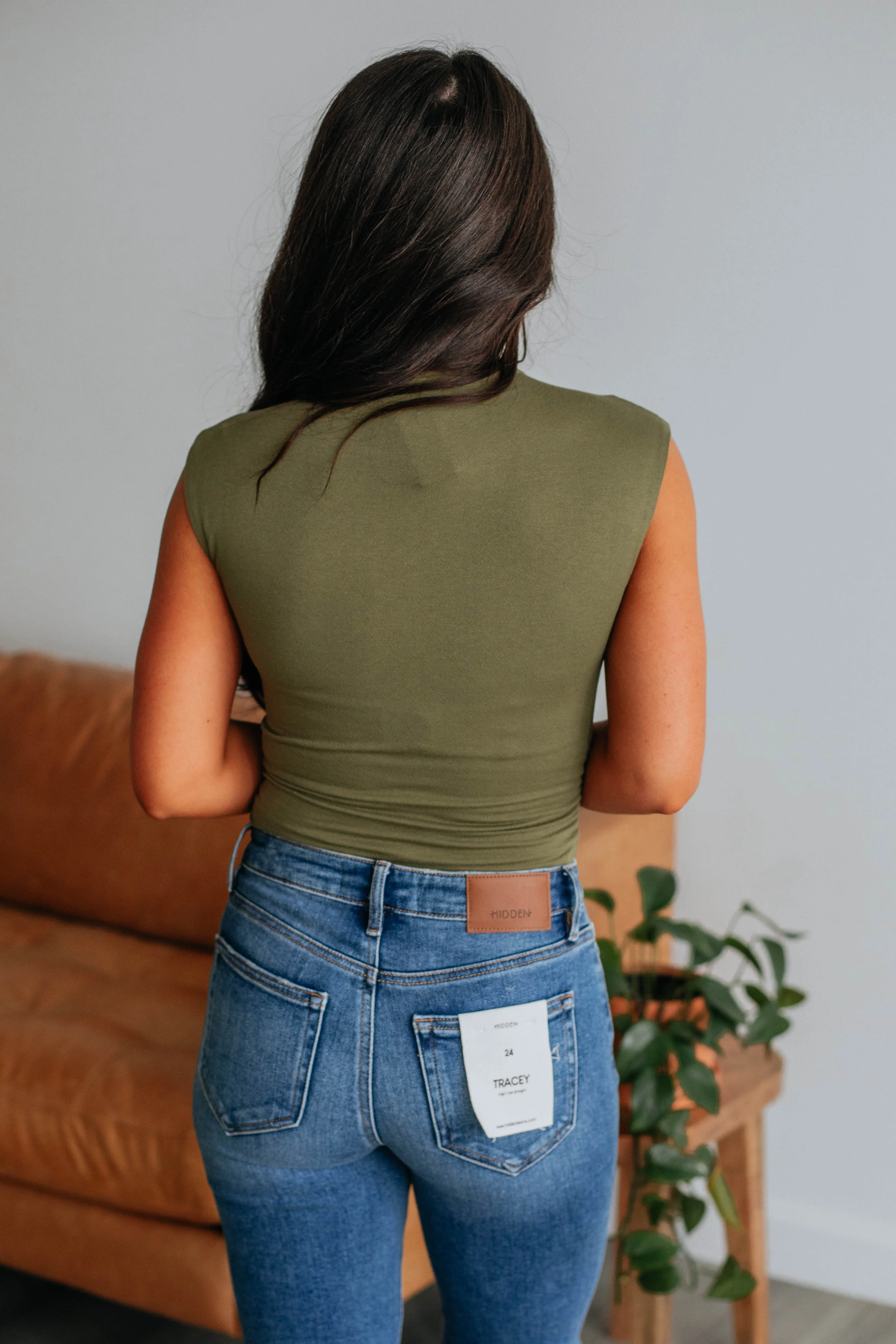 Val Ruched Bodysuit - Olive sold by Wild Oak Boutique product image thumbnail 5