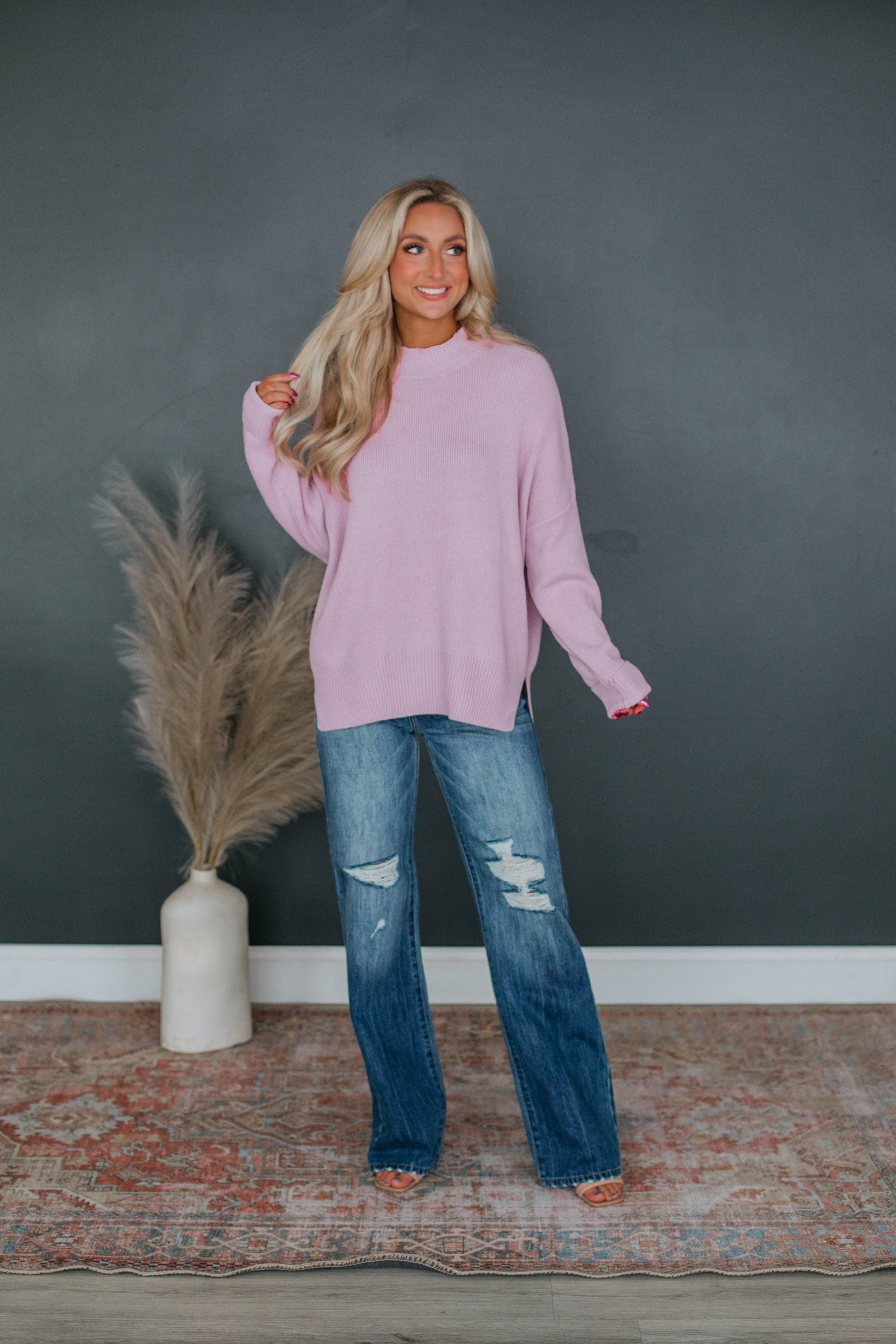 Chelsea Mock Neck Sweater - Lilac sold by Wild Oak Boutique product image thumbnail 2