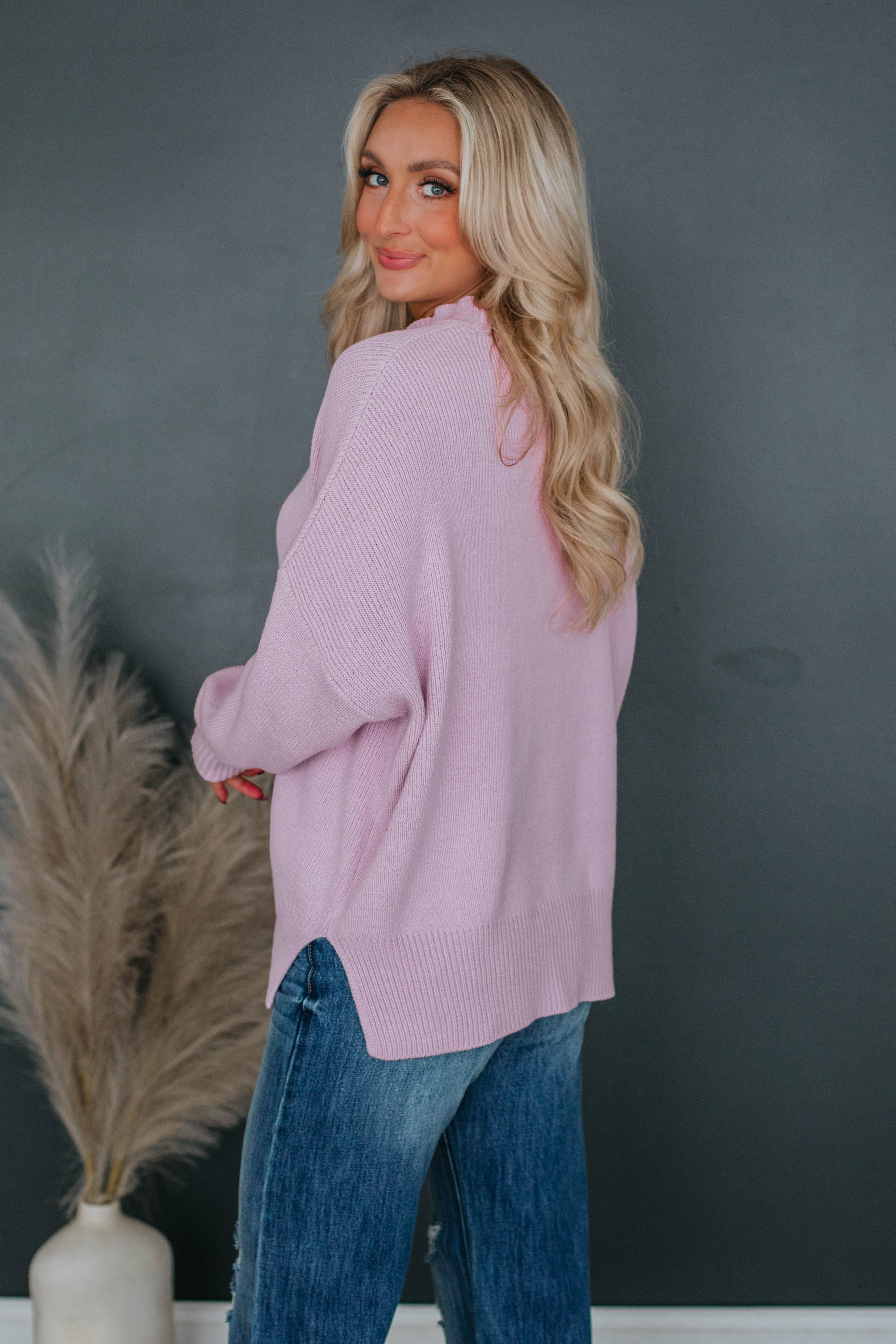 Chelsea Mock Neck Sweater - Lilac sold by Wild Oak Boutique product image thumbnail 3