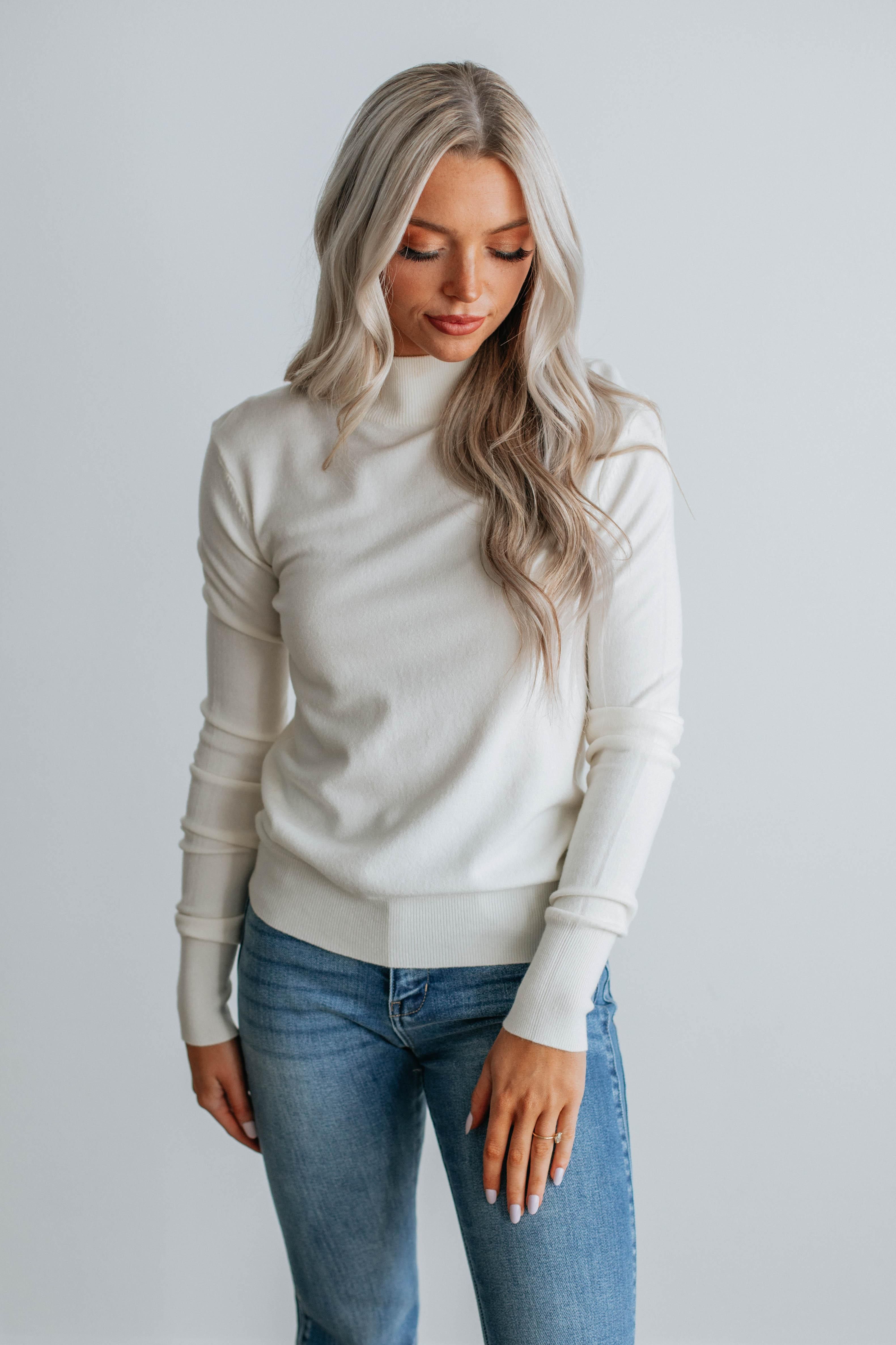 Afton Mock Neck Top - Ivory sold by Wild Oak Boutique product image thumbnail 4