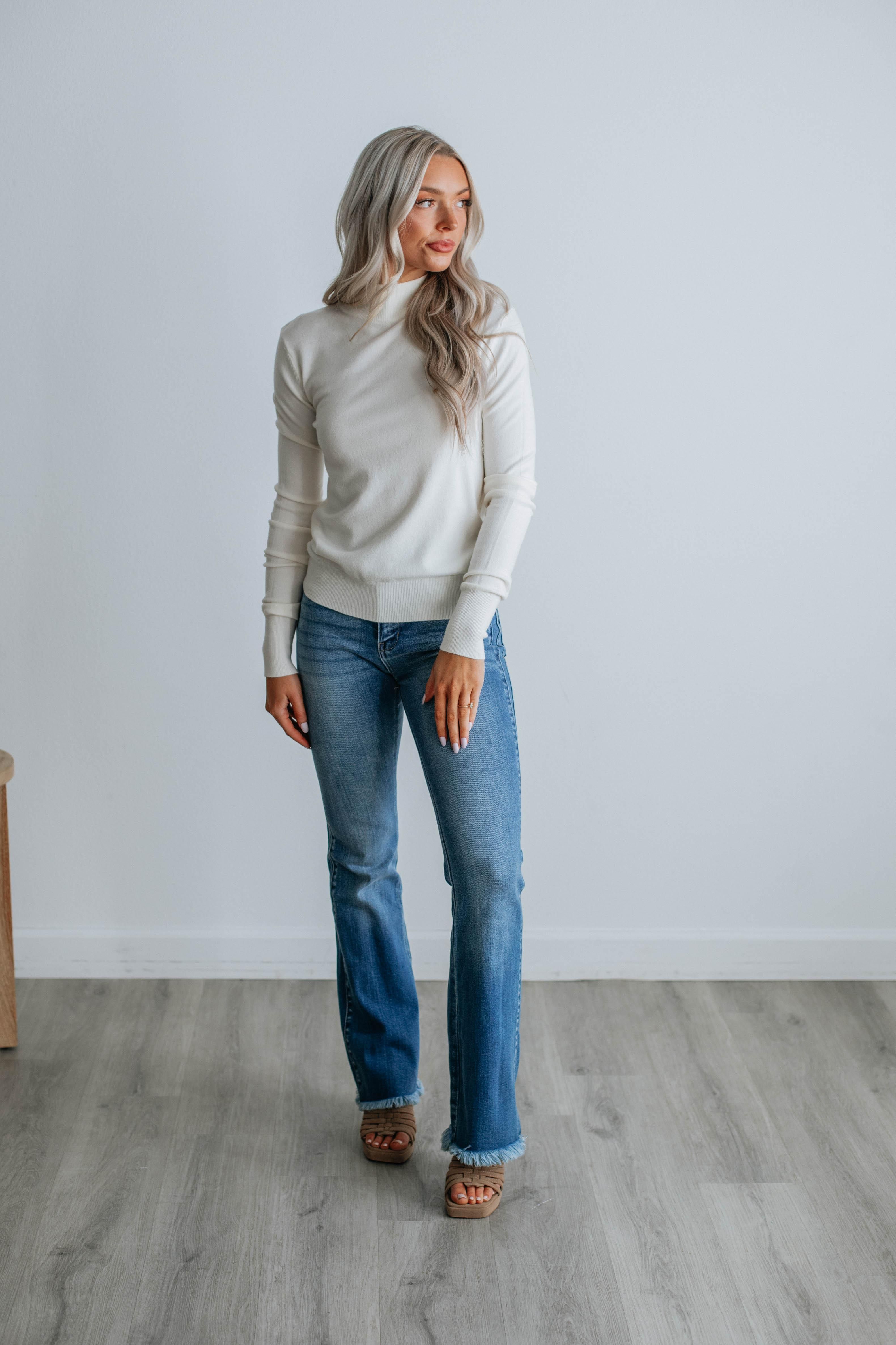 Afton Mock Neck Top - Ivory sold by Wild Oak Boutique product image thumbnail 2