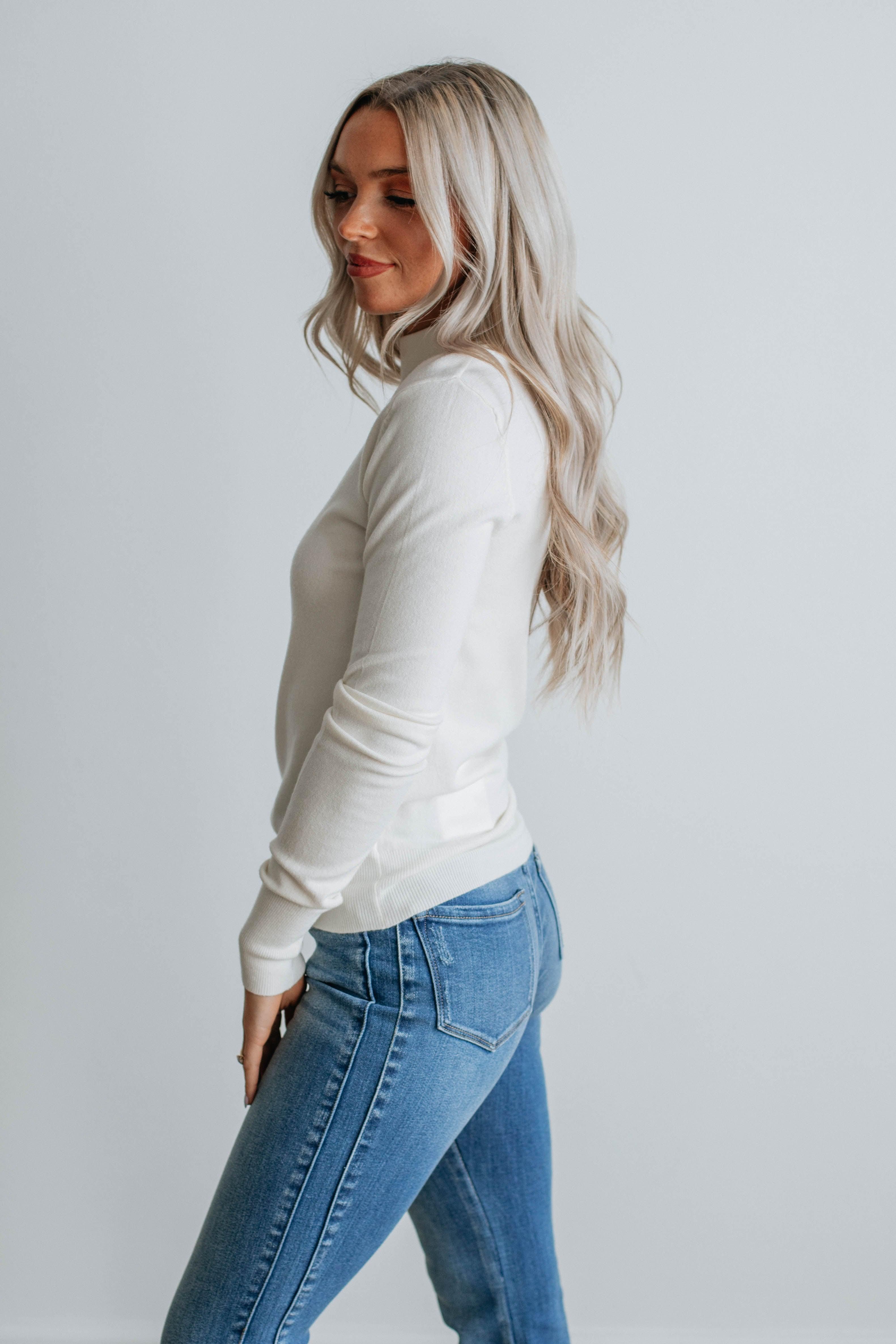 Afton Mock Neck Top - Ivory sold by Wild Oak Boutique product image thumbnail 3