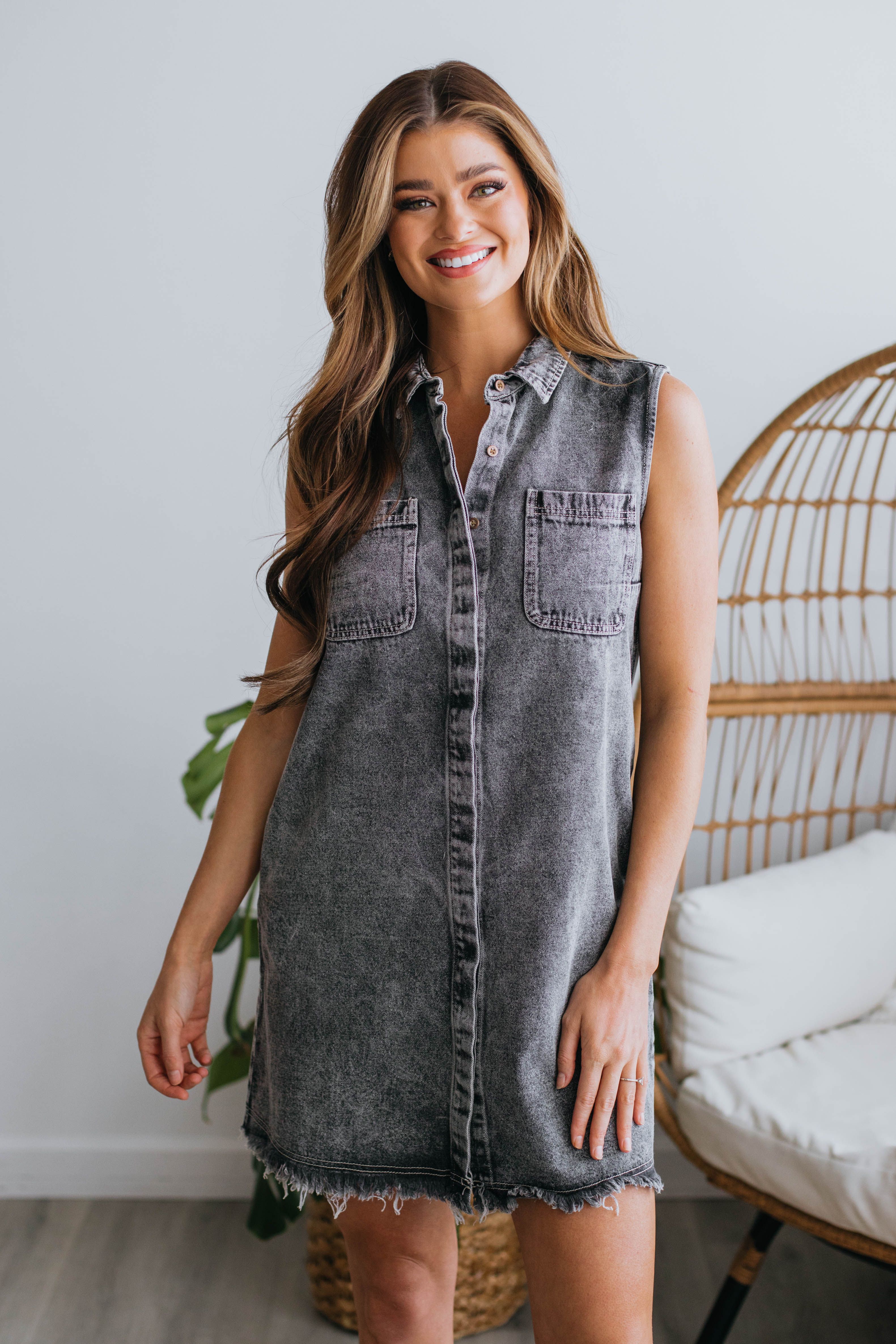 Anette Denim Dress - Vintage Black sold by Wild Oak Boutique product image thumbnail 3