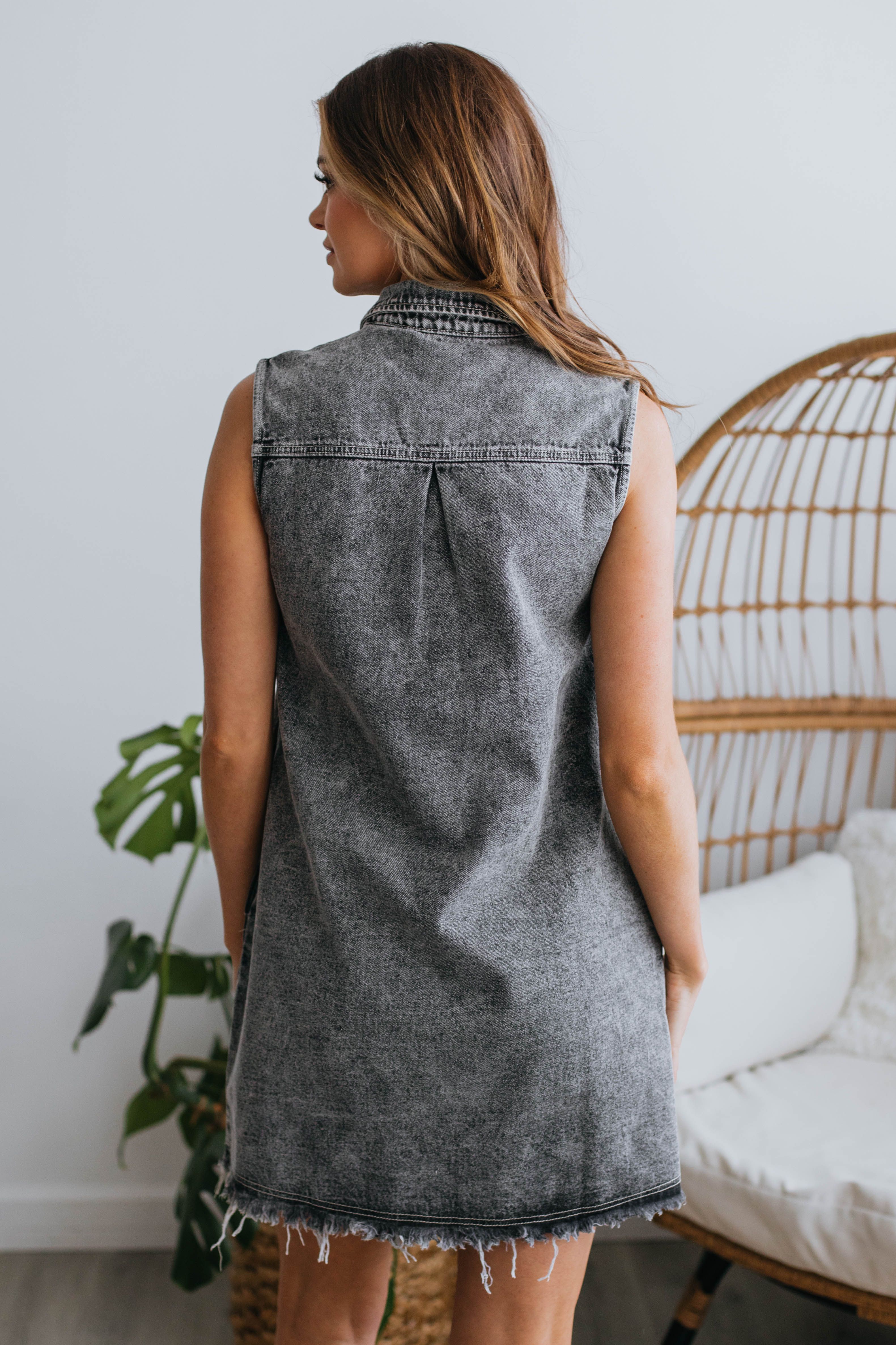 Anette Denim Dress - Vintage Black sold by Wild Oak Boutique product image thumbnail 4