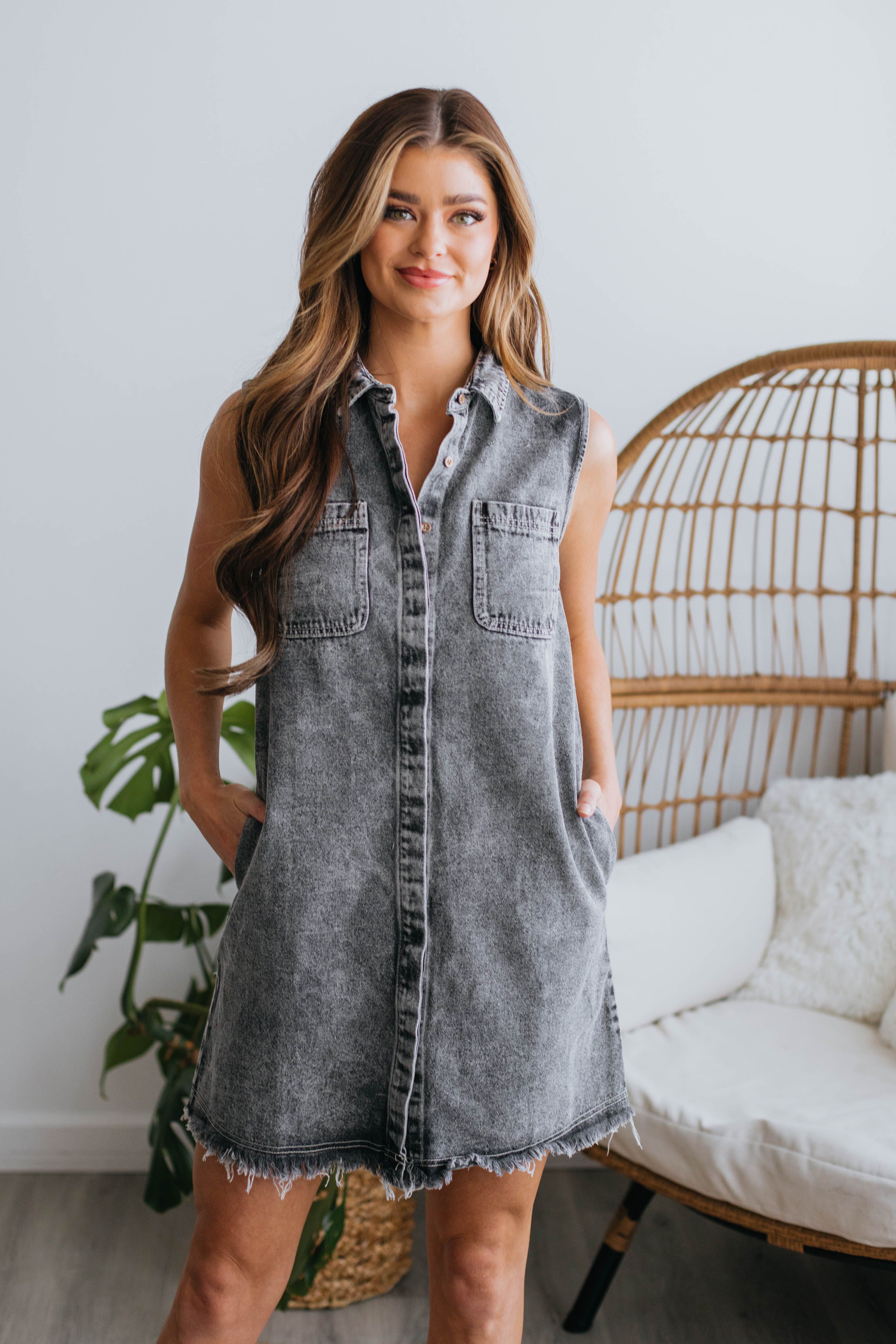 Anette Denim Dress - Vintage Black sold by Wild Oak Boutique