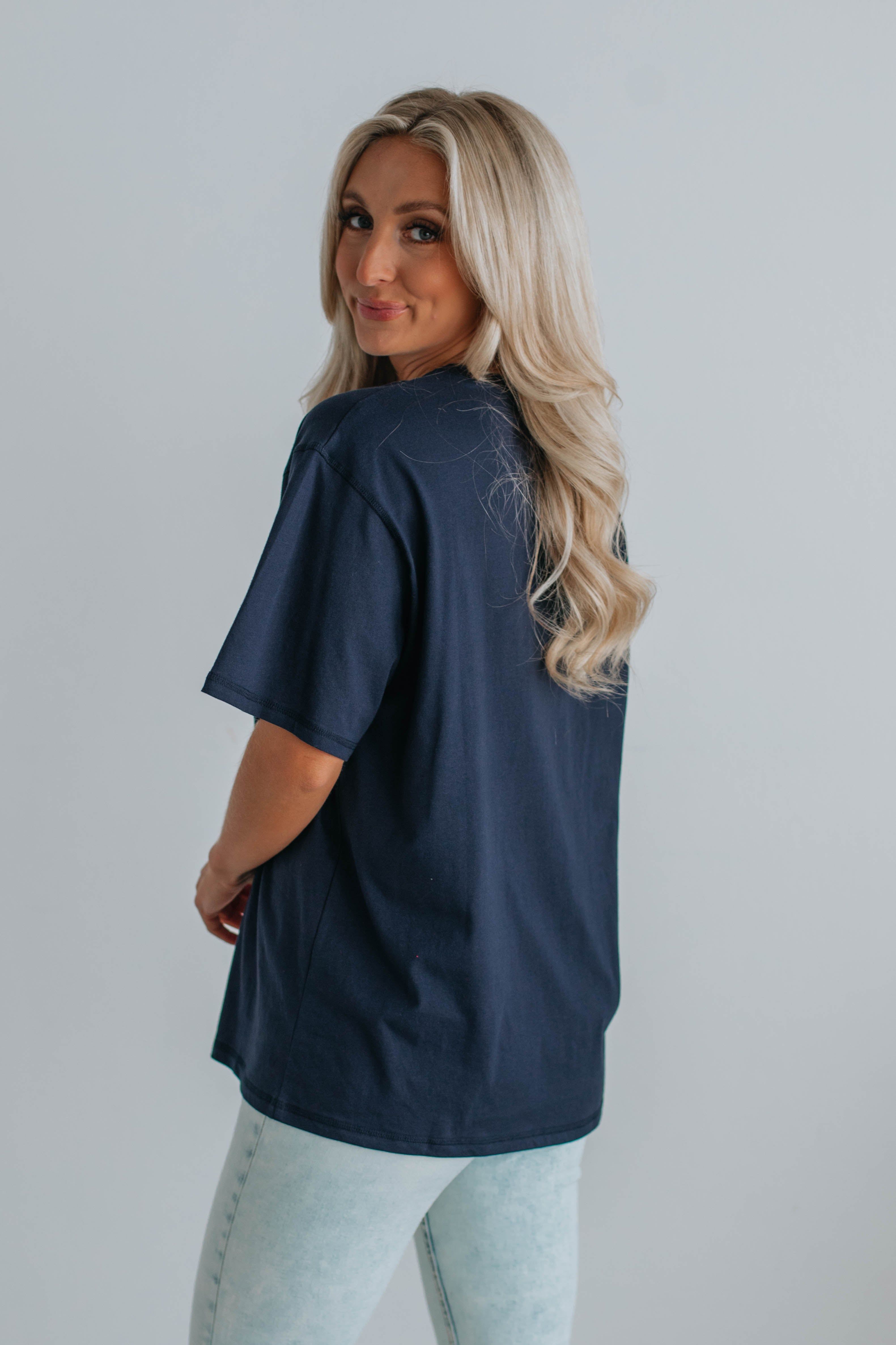 Zayda Basic Tee - Navy sold by Wild Oak Boutique product image thumbnail 4