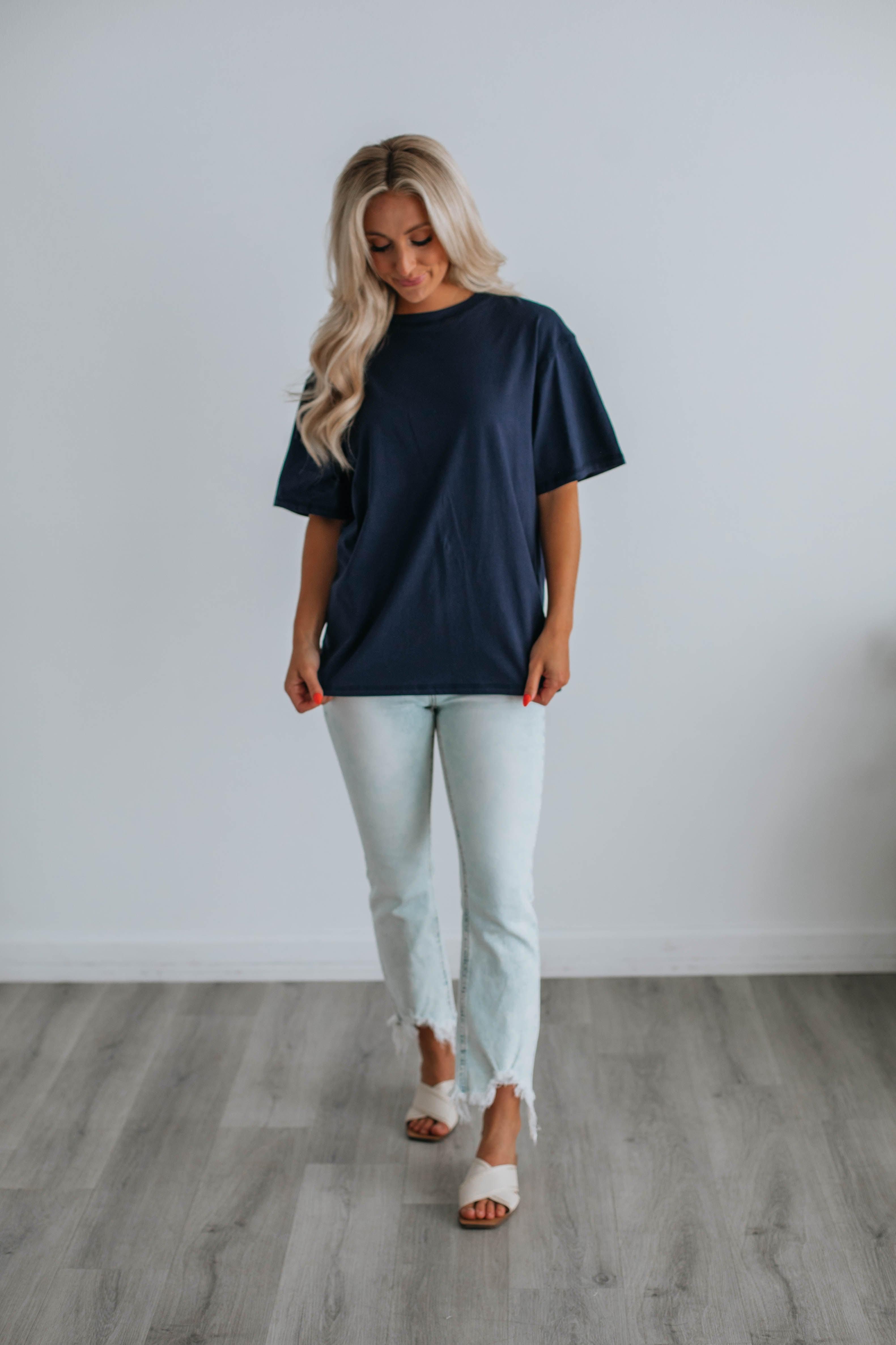 Zayda Basic Tee - Navy sold by Wild Oak Boutique product image thumbnail 3