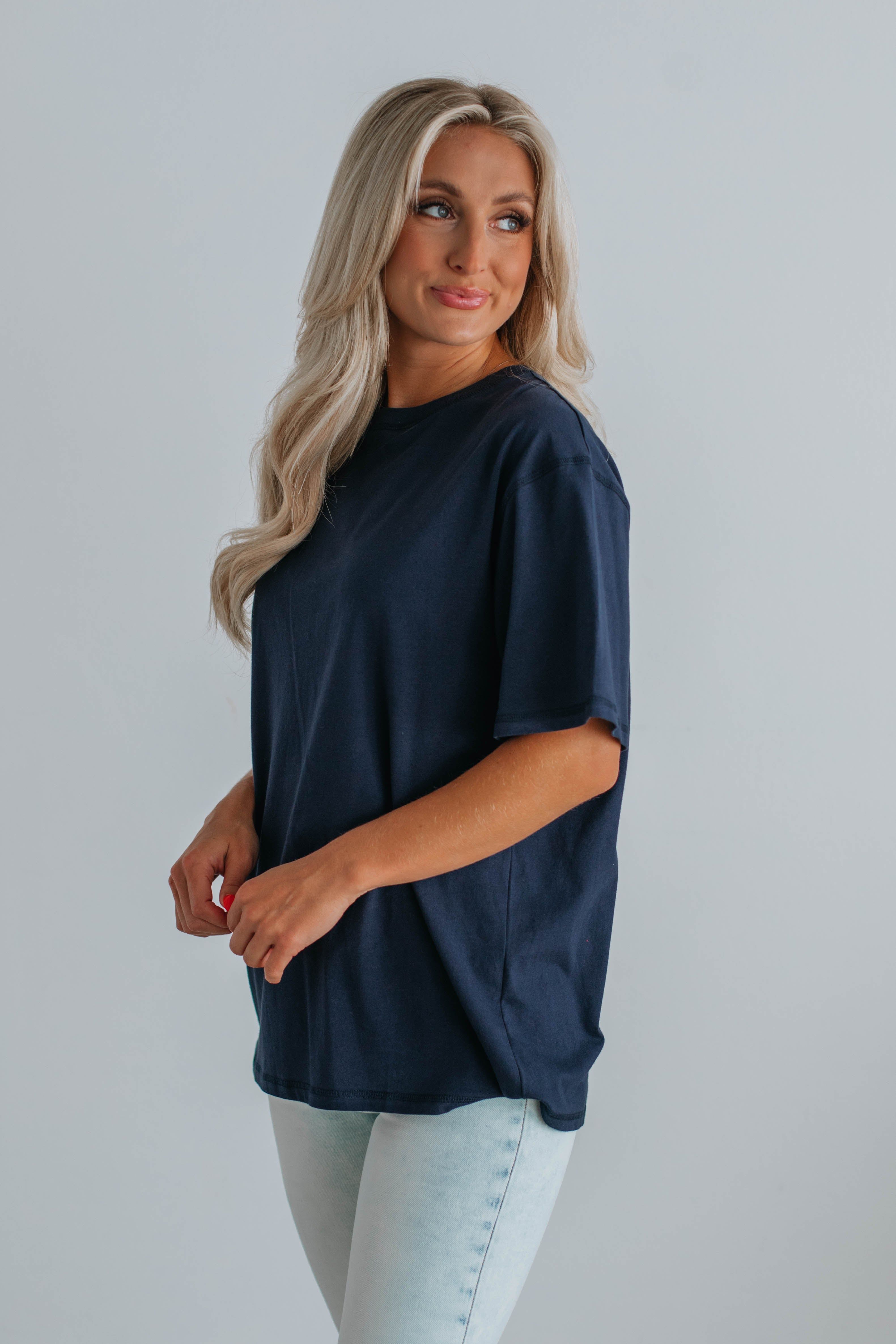 Zayda Basic Tee - Navy sold by Wild Oak Boutique product image thumbnail 2