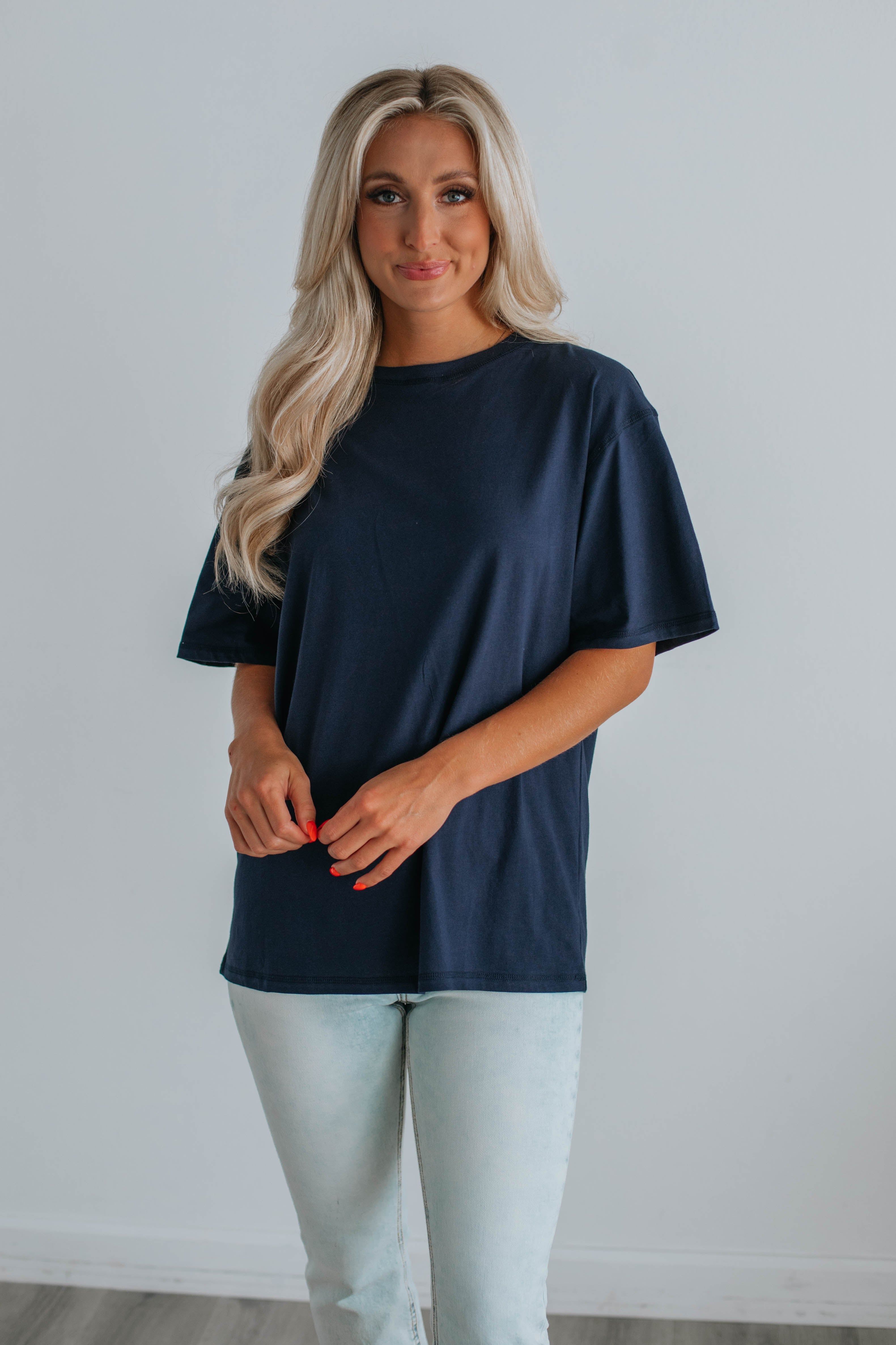 Zayda Basic Tee - Navy sold by Wild Oak Boutique product image thumbnail 5