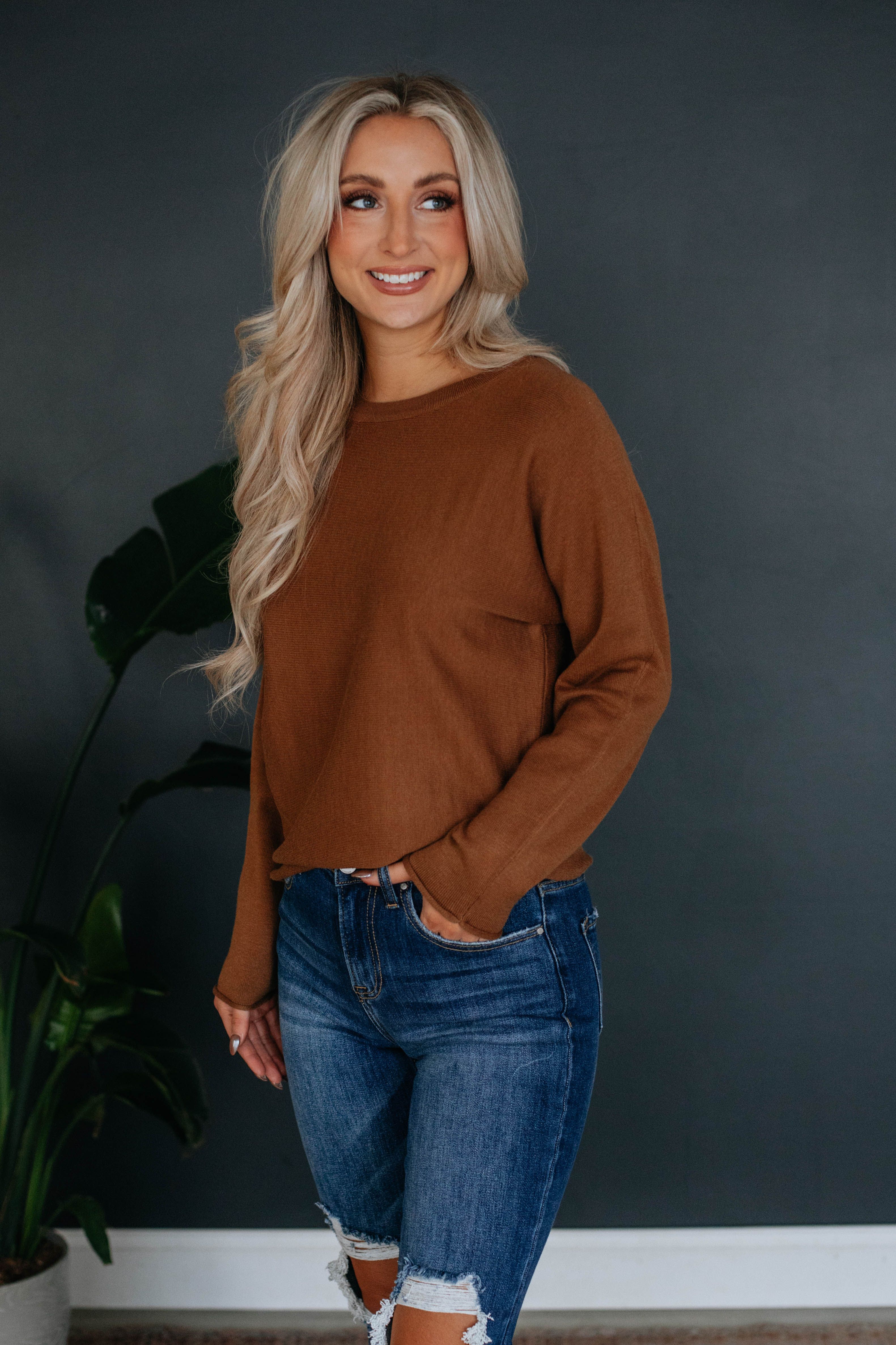 Brylee Lightweight Sweater - Gingerbread sold by Wild Oak Boutique product image thumbnail 4