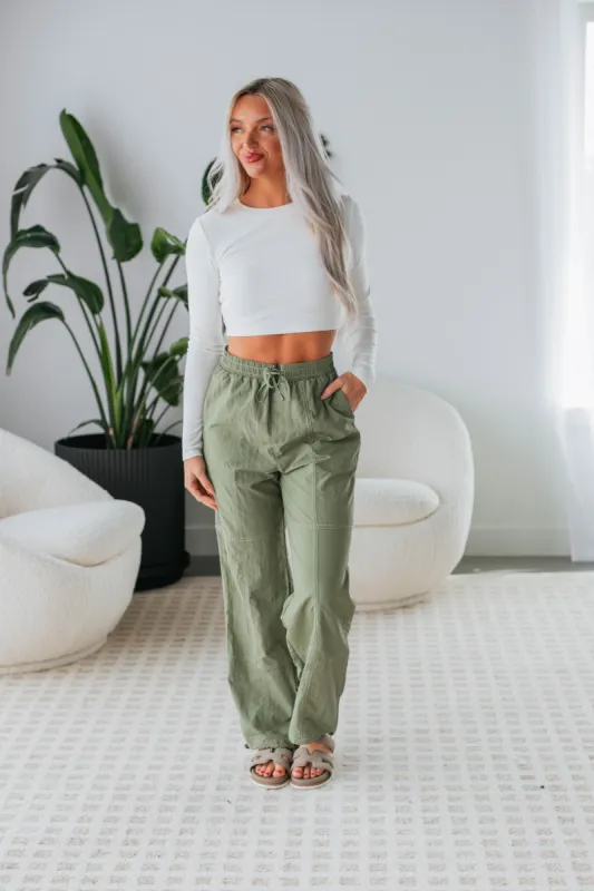 On The Go Pants - Dark Olive sold by Wild Oak Boutique