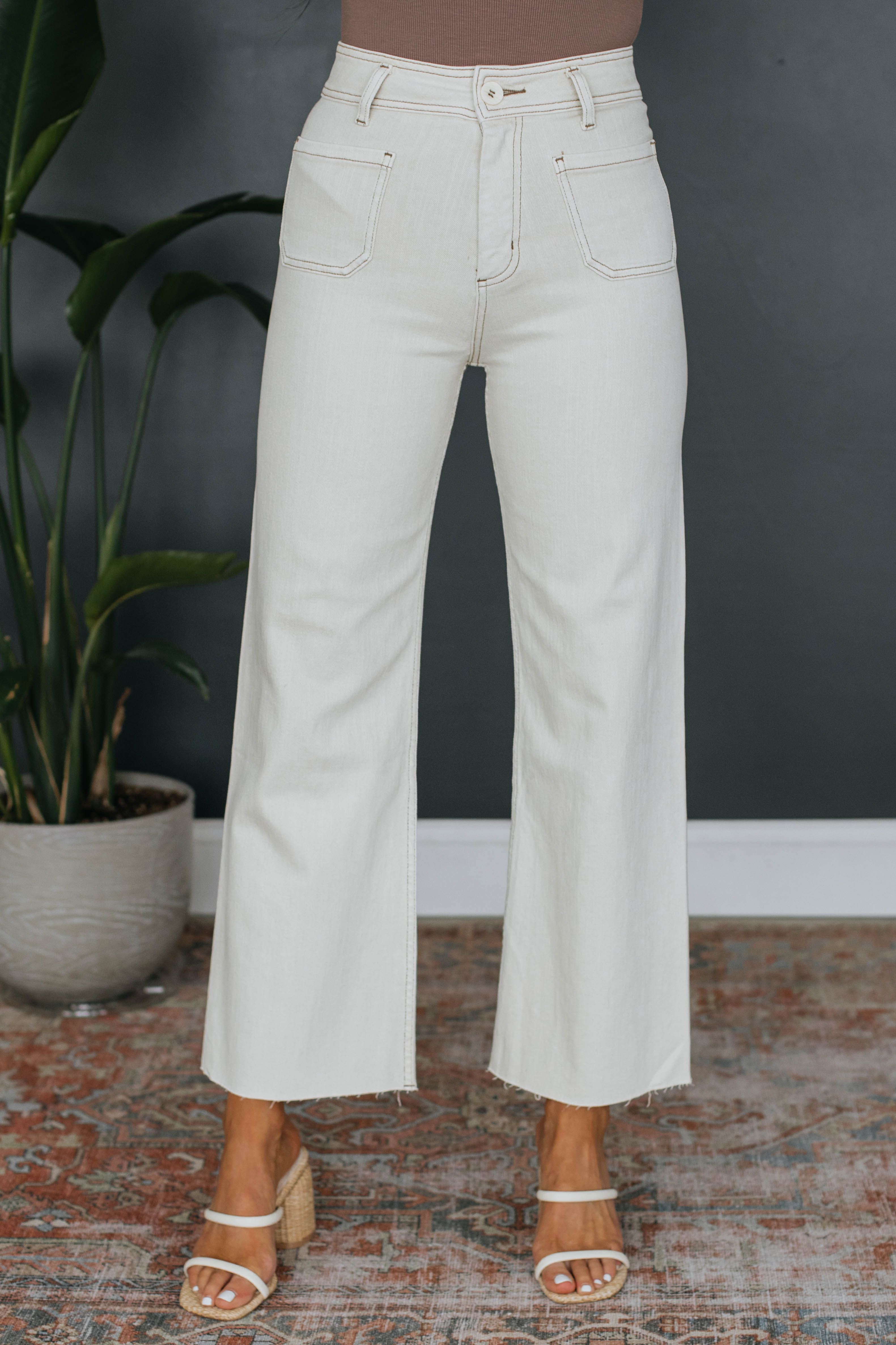 Hannah Wide Leg Pants - Beige sold by Wild Oak Boutique product image thumbnail 2