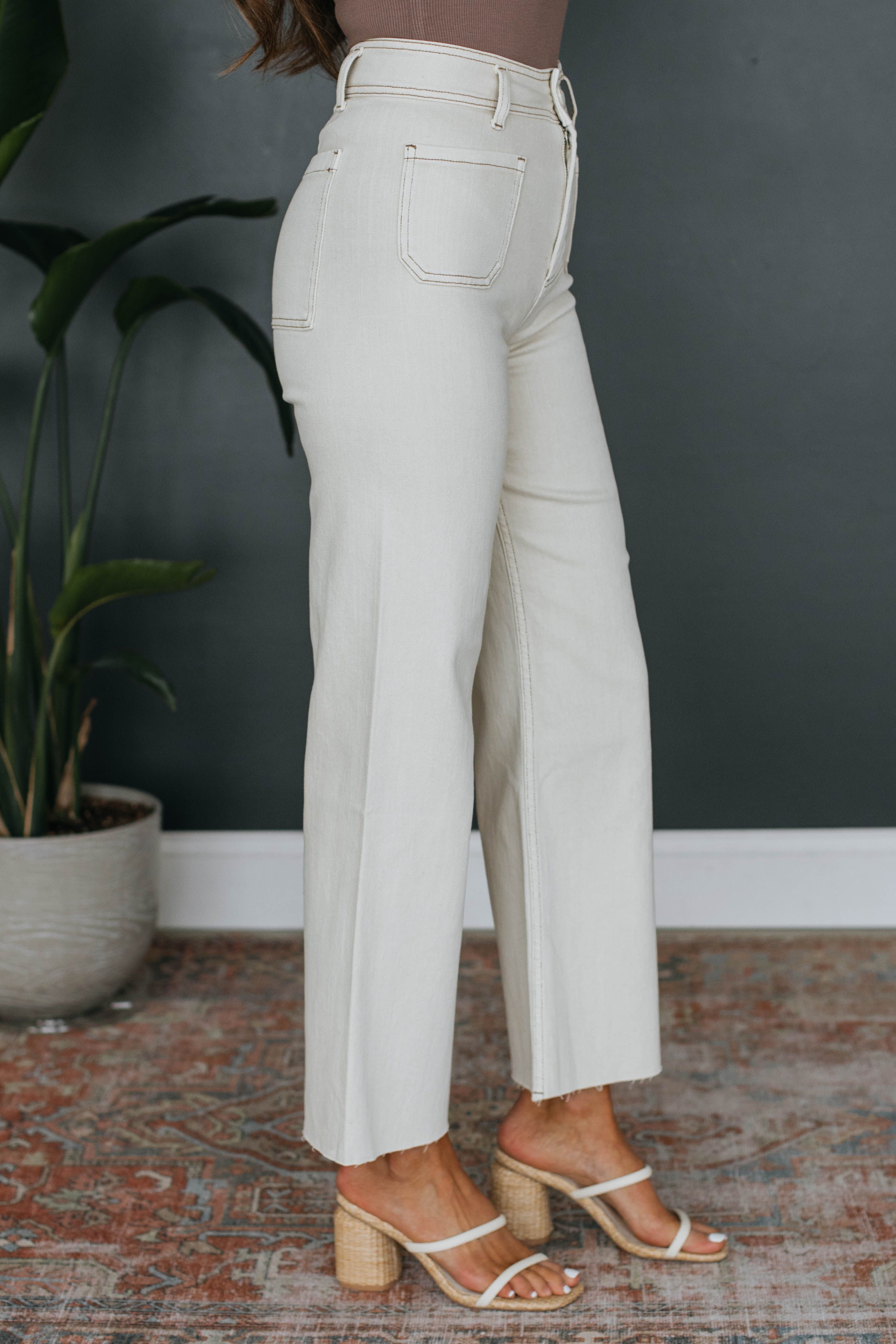 Hannah Wide Leg Pants - Beige sold by Wild Oak Boutique product image thumbnail 3