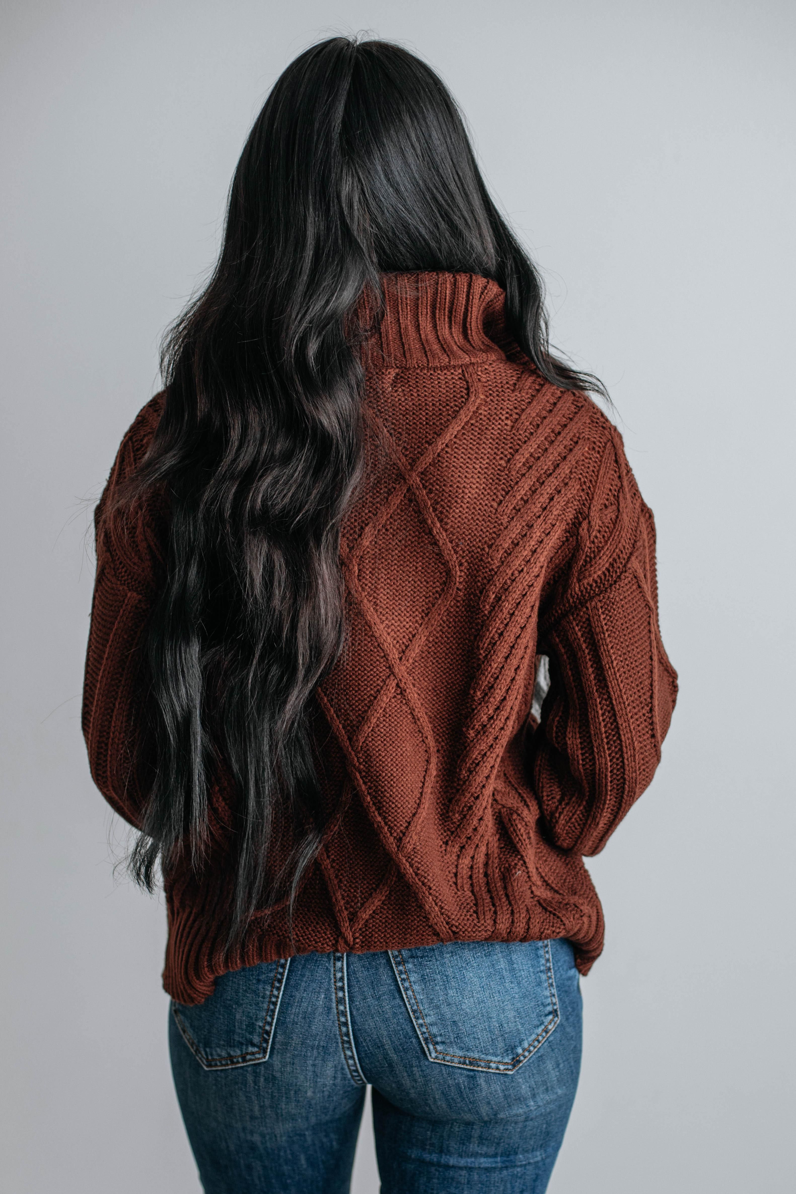 Belinda Half-Zip Sweater - Chocolate sold by Wild Oak Boutique product image thumbnail 5