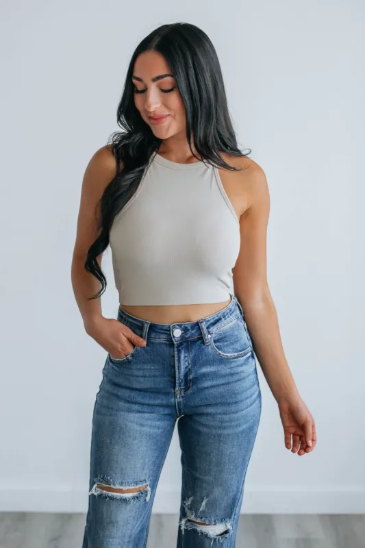 Jessica Ribbed Tank - Shell sold by Wild Oak Boutique