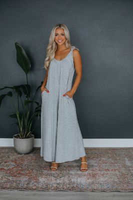 Chandler Jumpsuit - Heather Grey sold by Wild Oak Boutique