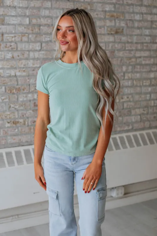 Thorne Ribbed Top - Mint sold by Wild Oak Boutique
