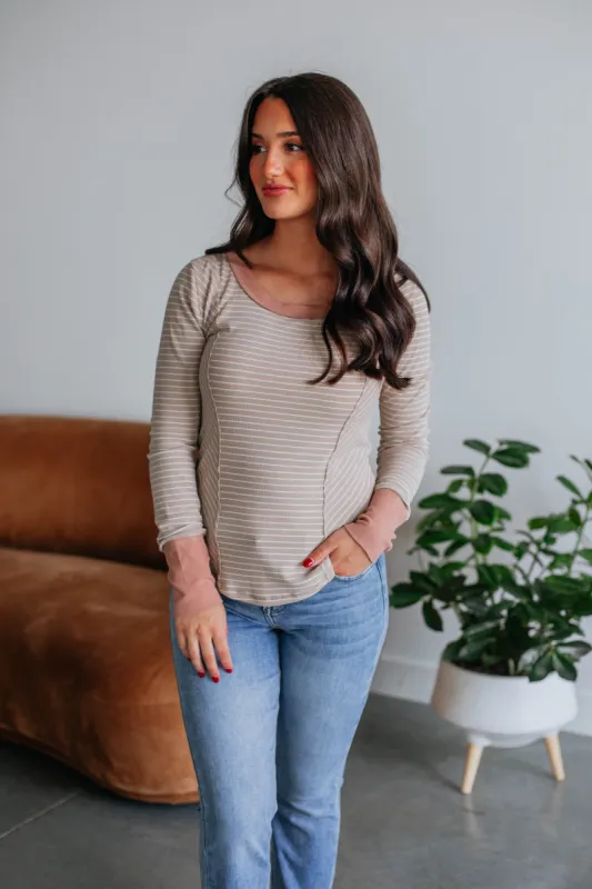 Jalene Ribbed Top - Sand Mix made by Wild Oak Boutique