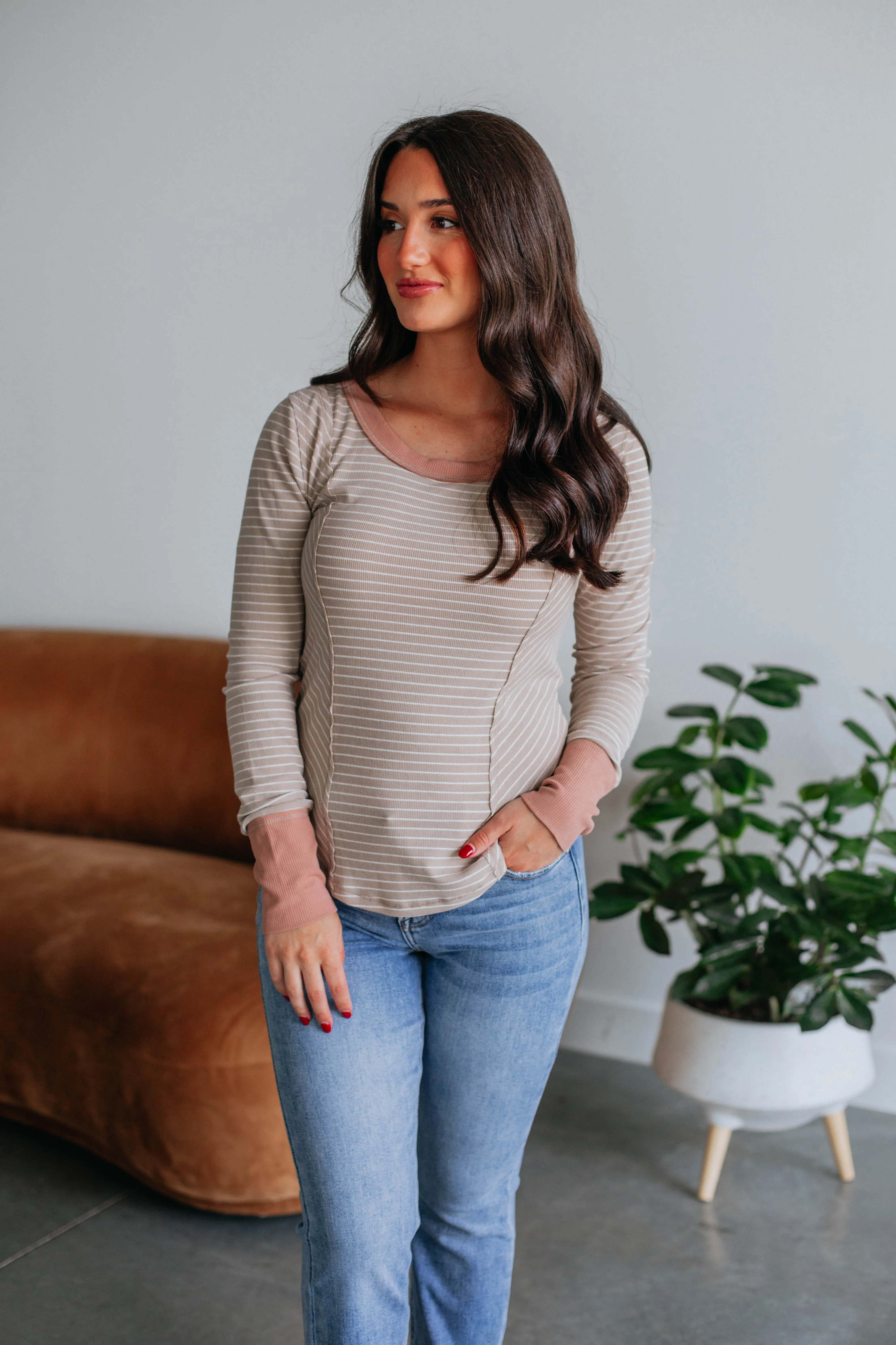 Jalene Ribbed Top - Sand Mix sold by Wild Oak Boutique