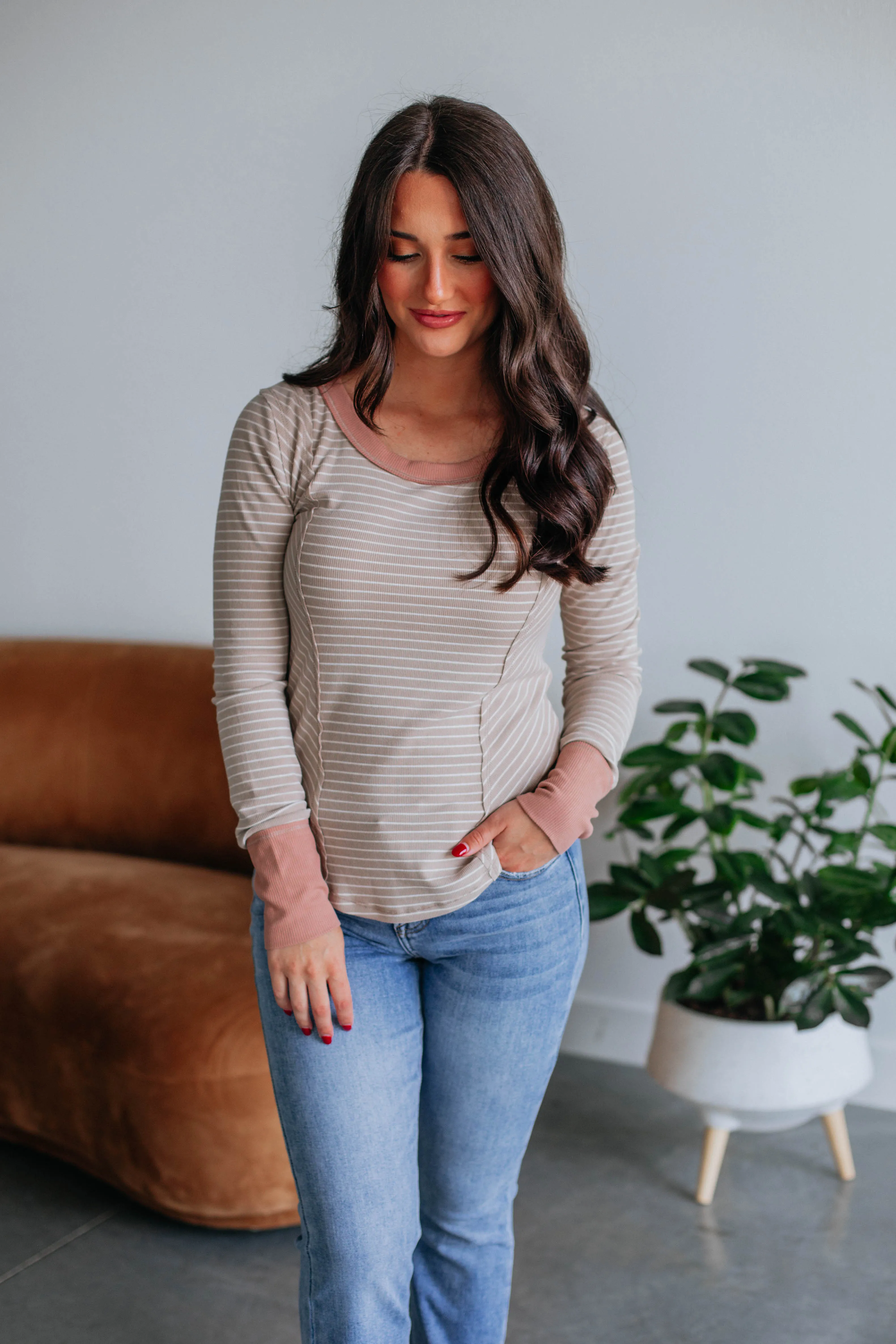 Jalene Ribbed Top - Sand Mix sold by Wild Oak Boutique product image thumbnail 4