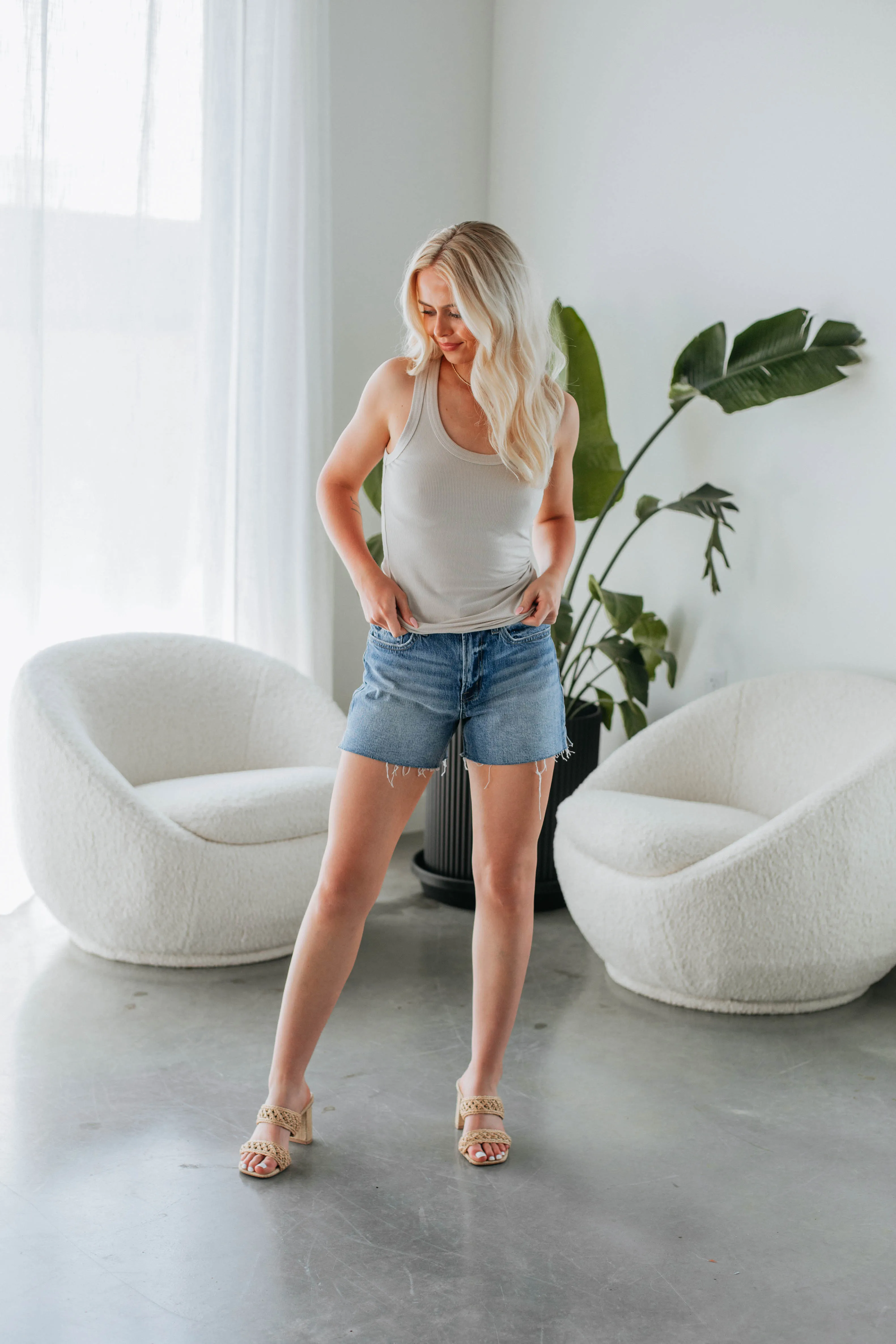 Brinney Ribbed Tank - Ecru sold by Wild Oak Boutique product image thumbnail 2