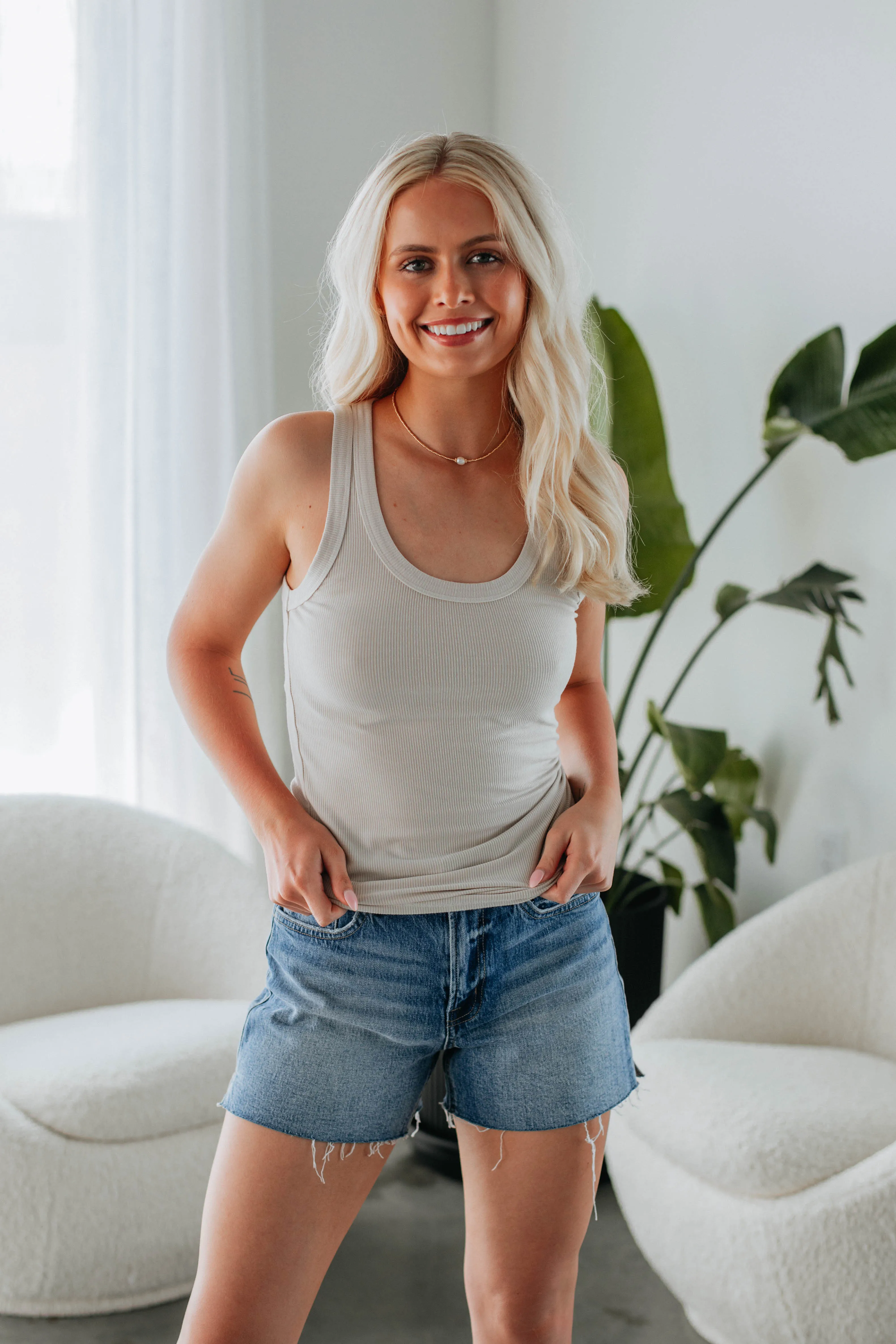 Brinney Ribbed Tank - Ecru sold by Wild Oak Boutique