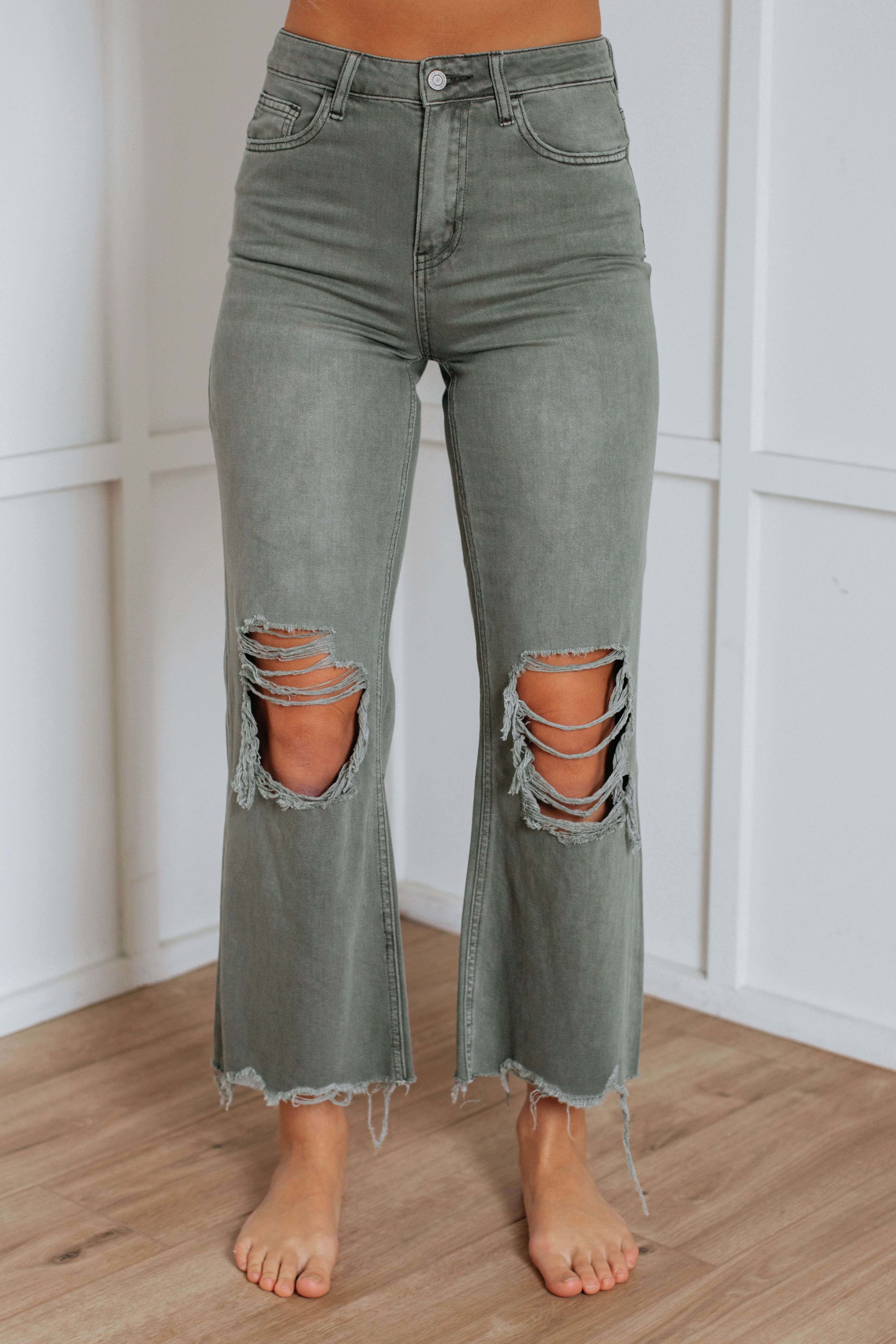 Leslie Vervet Jeans - Artichoke sold by Wild Oak Boutique product image thumbnail 3