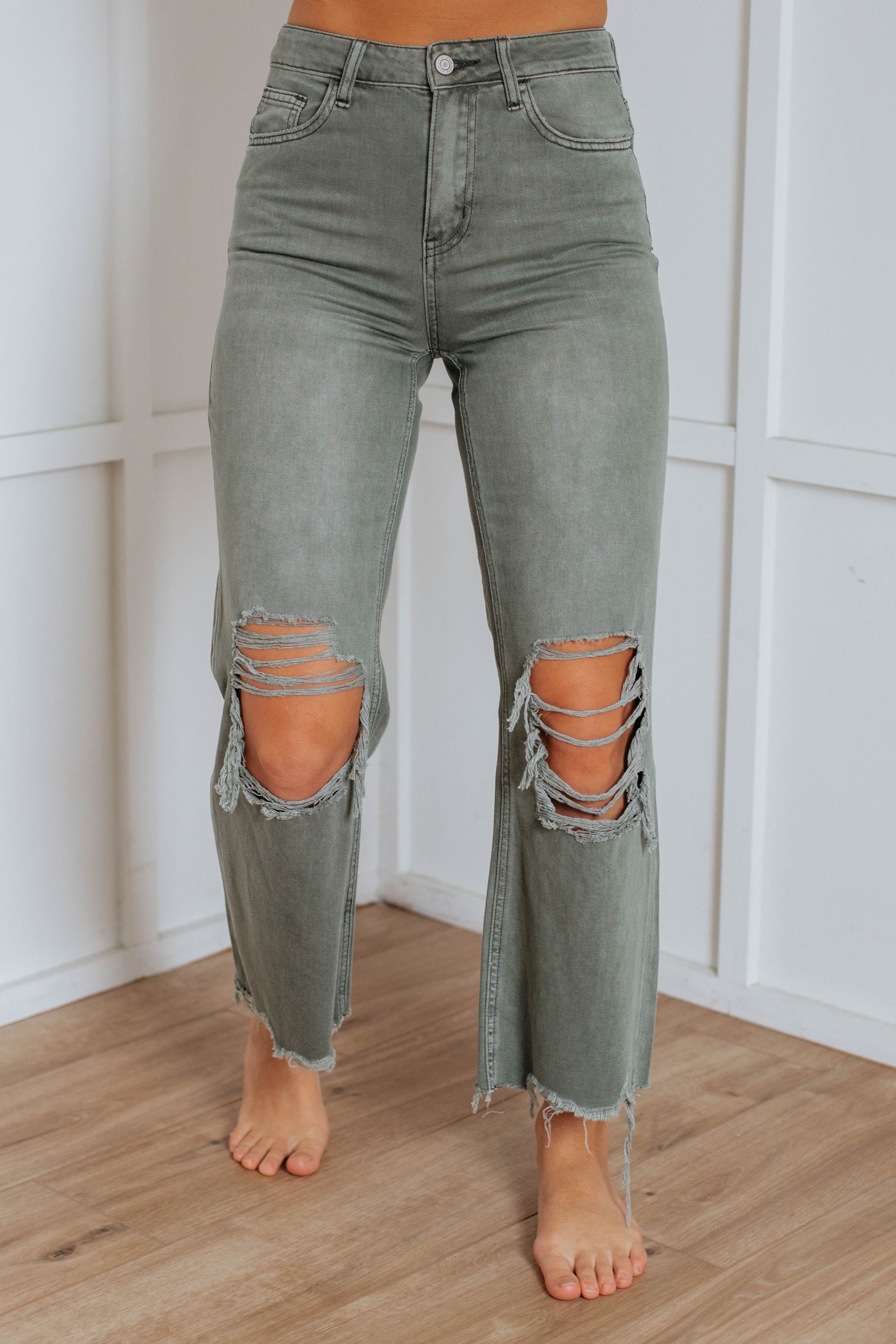 Leslie Vervet Jeans - Artichoke sold by Wild Oak Boutique