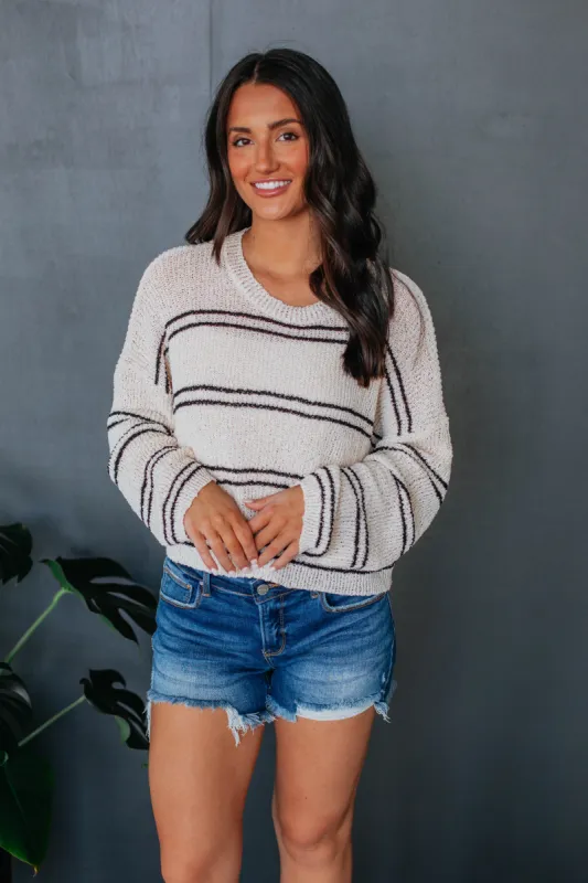Geralyn Striped Sweater - Cream Mix sold by Wild Oak Boutique