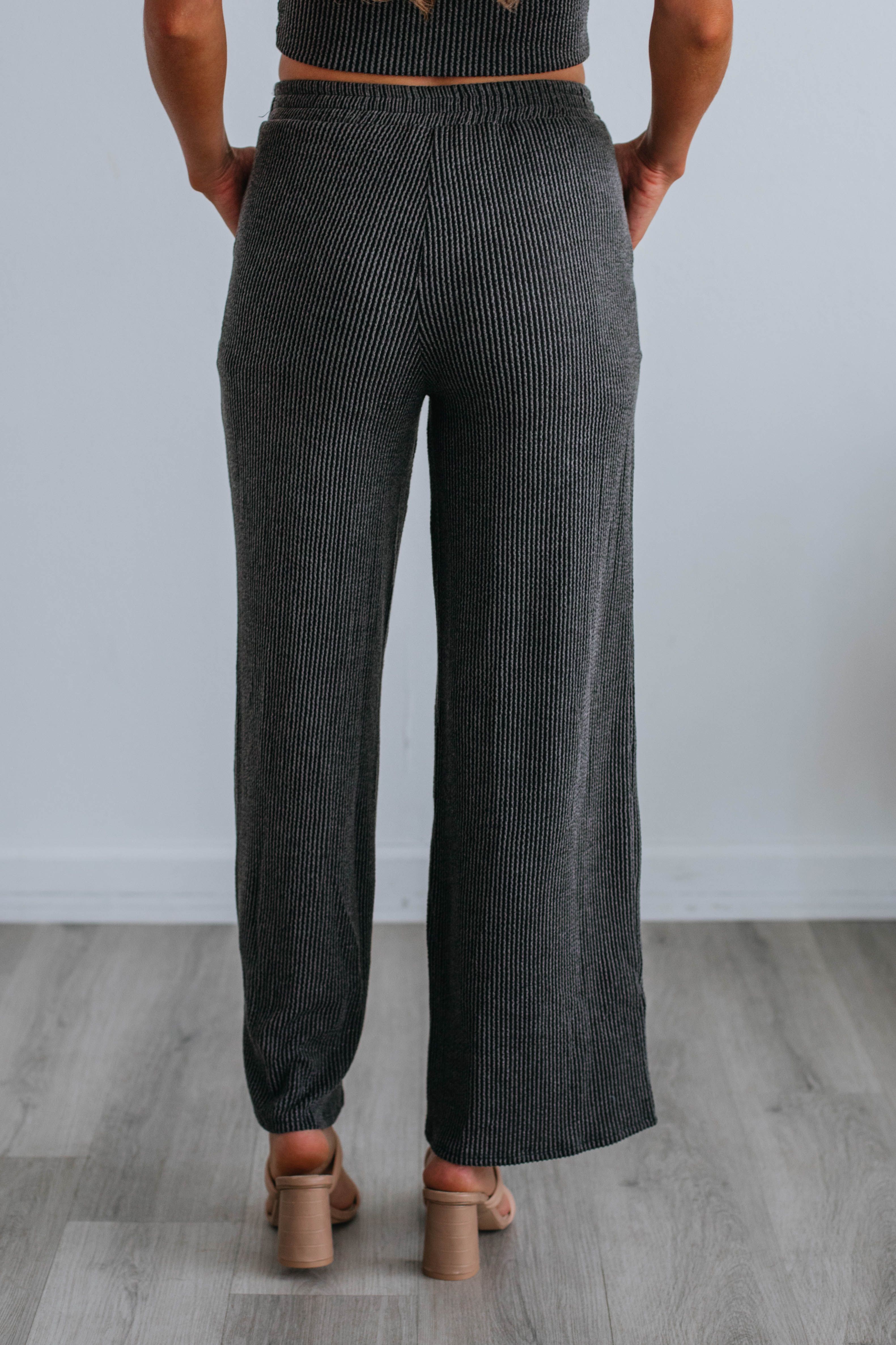 Arden Ribbed Lounge Pants - Charcoal sold by Wild Oak Boutique product image thumbnail 4